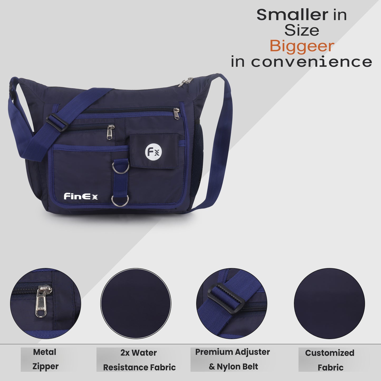 Cross body Sling Bag, Black, Multiple Pockets, Adjustable Shoulder Strap