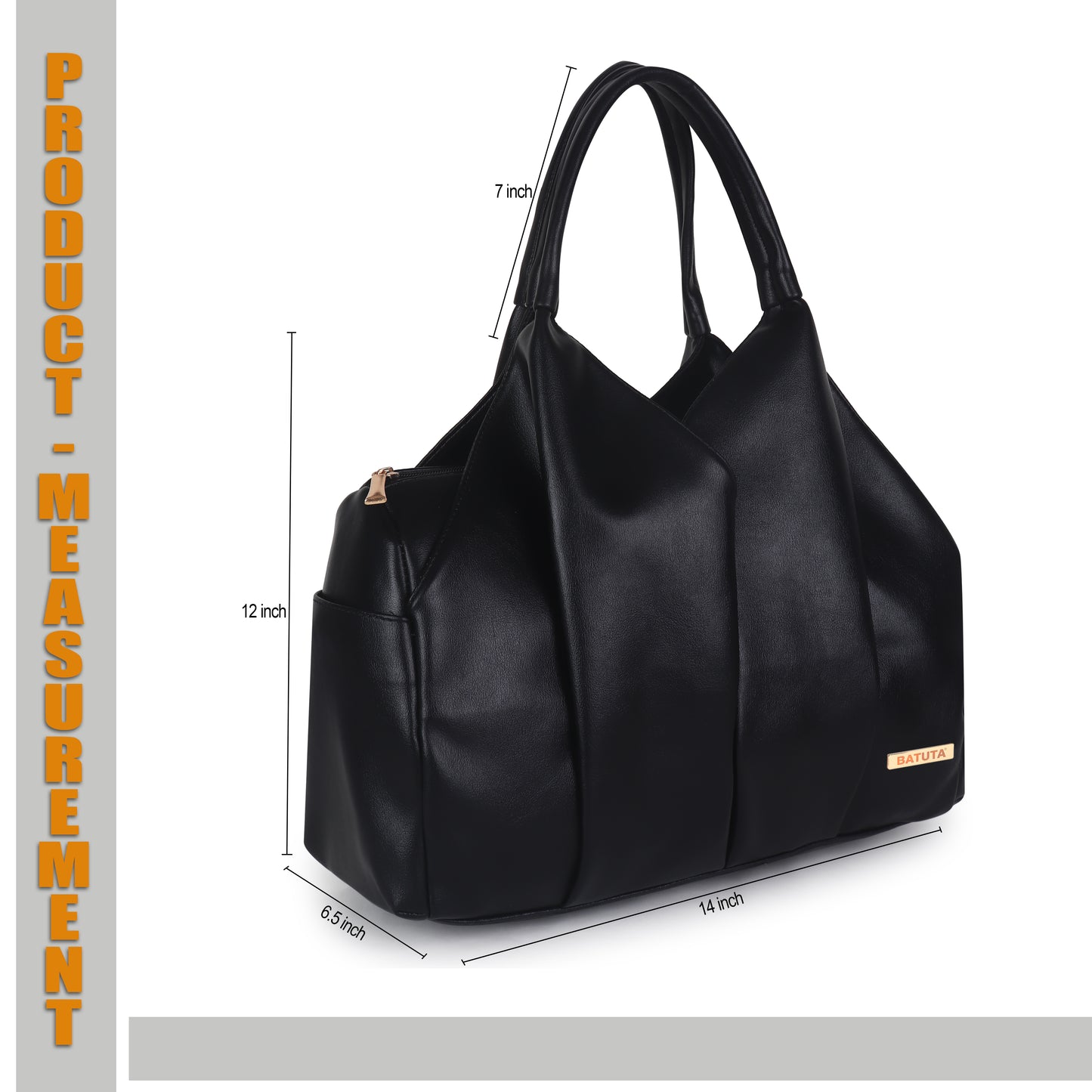 BATUTA Large Hobo Shoulder Bag, Multi-Compartment Ladies Handbag, Office and College Tote, Black/Brown/Beige