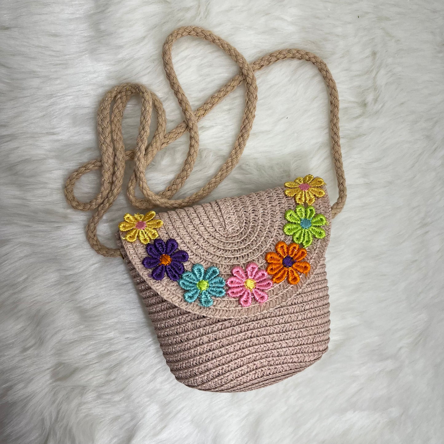 Mini Sling Bag for Baby Girls and Princess Straw Messenger Bag Handmade Shoulder Bag
