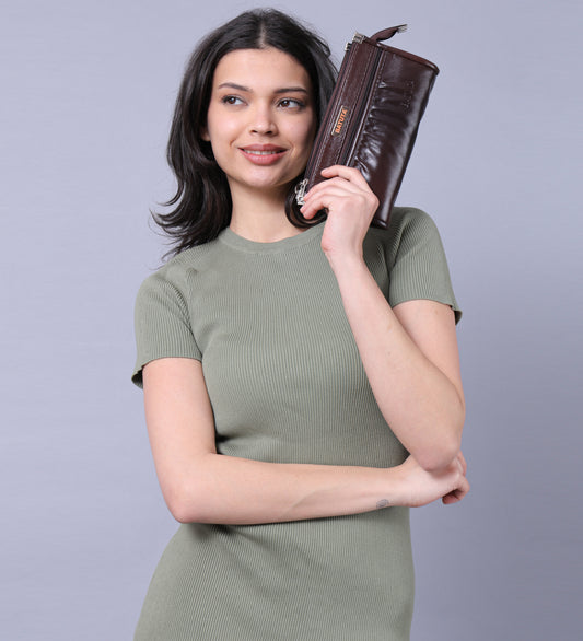 Multiple Pocket  Artificial Leather Clutch for Women