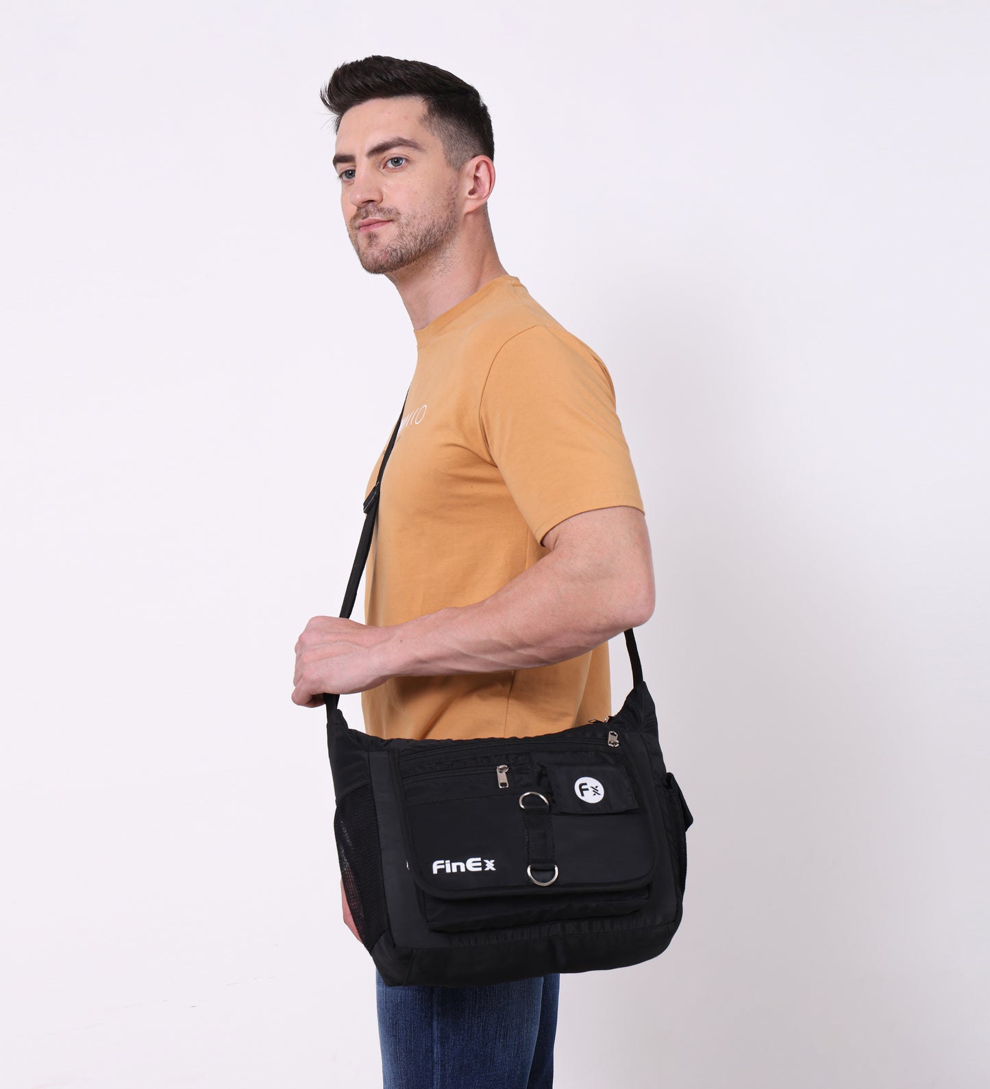 Cross body Sling Bag, Black, Multiple Pockets, Adjustable Shoulder Strap