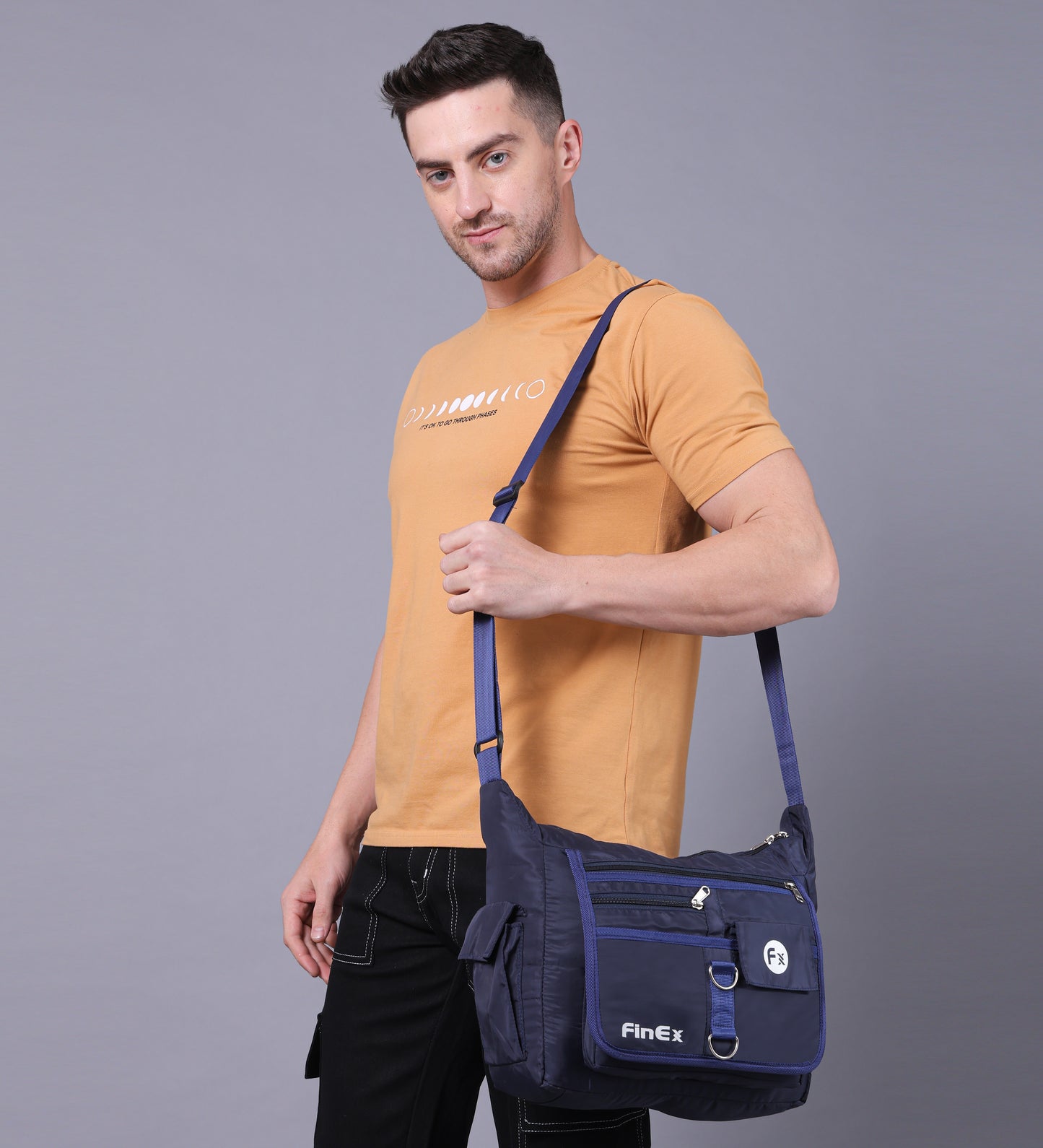 Cross body Sling Bag, Black, Multiple Pockets, Adjustable Shoulder Strap