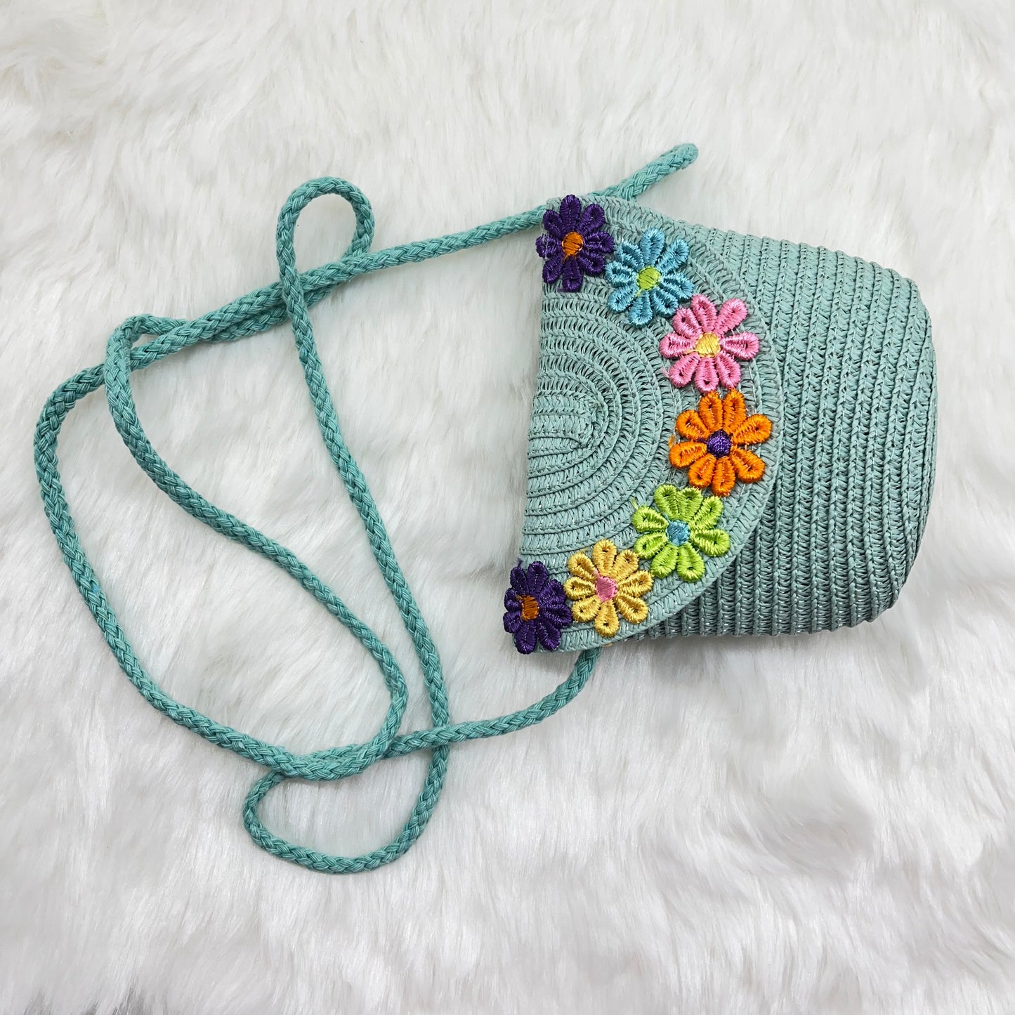 Mini Sling Bag for Baby Girls and Princess Straw Messenger Bag Handmade Shoulder Bag