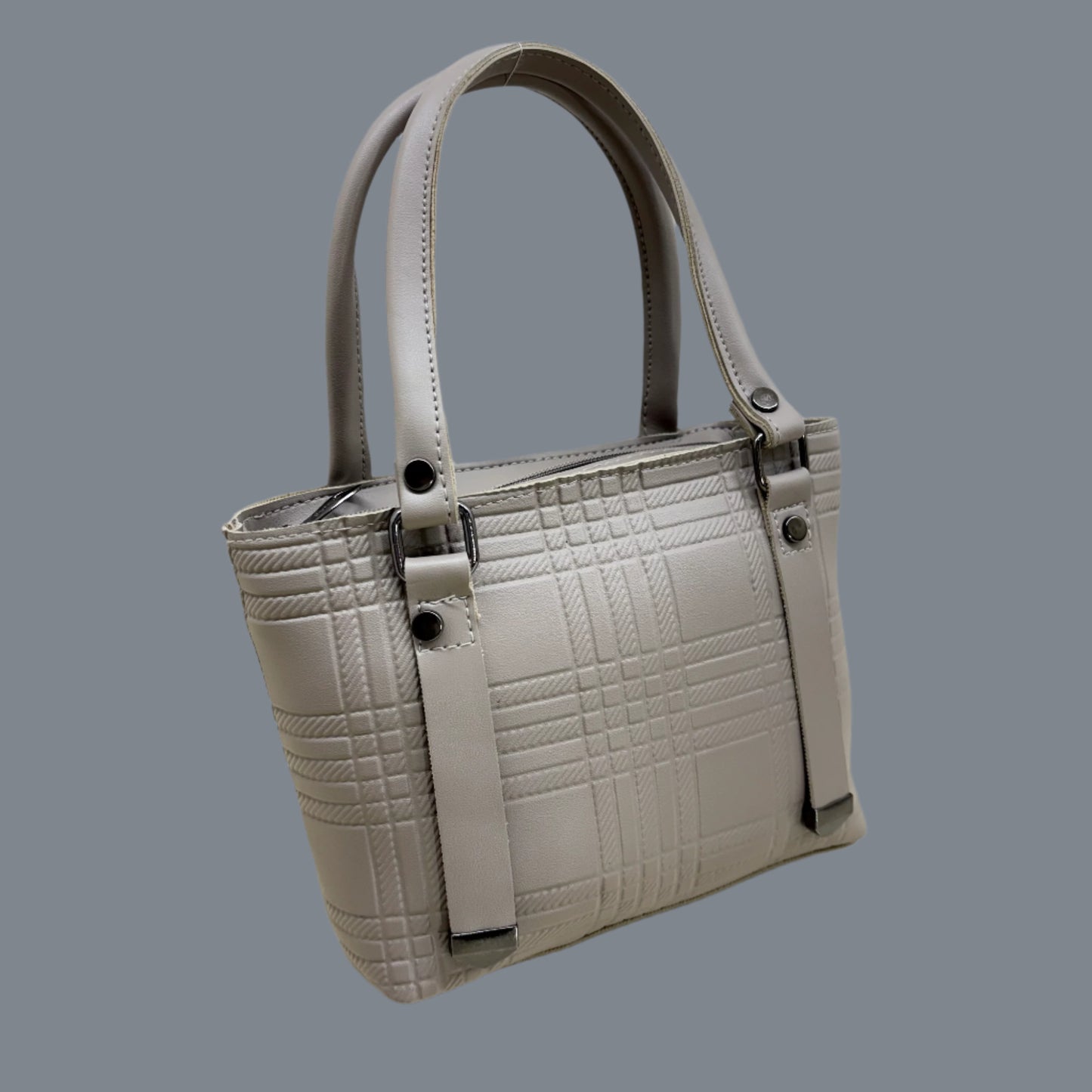 BATUTA - Ladies Quilted Tote Small Handbag, PU Leather, Decorative Stitching Pattern