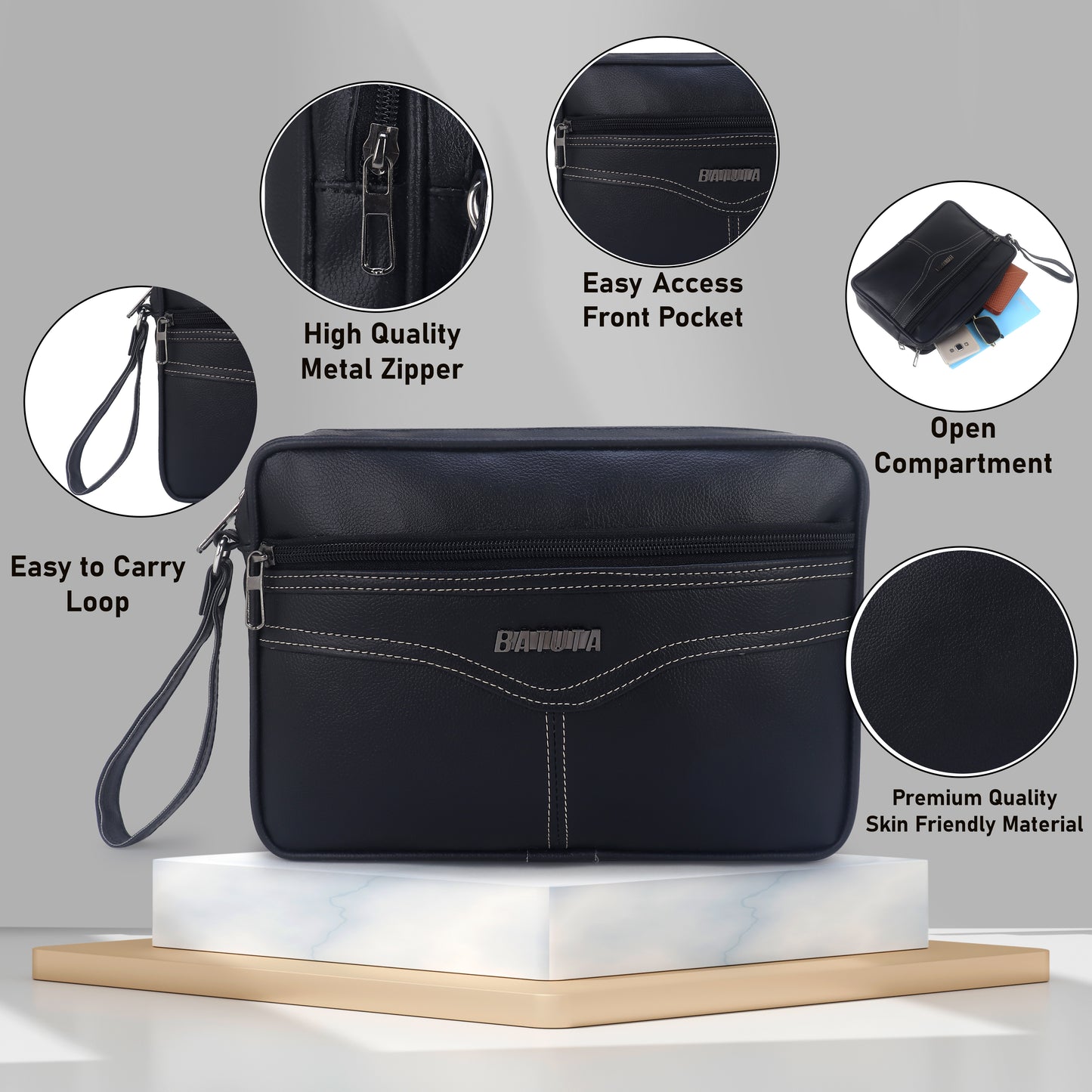 BATUTA HUB Travel Makeup Medicine Organizer Bag Case Storage Handbag Travel Toiletry Kit (Brown)