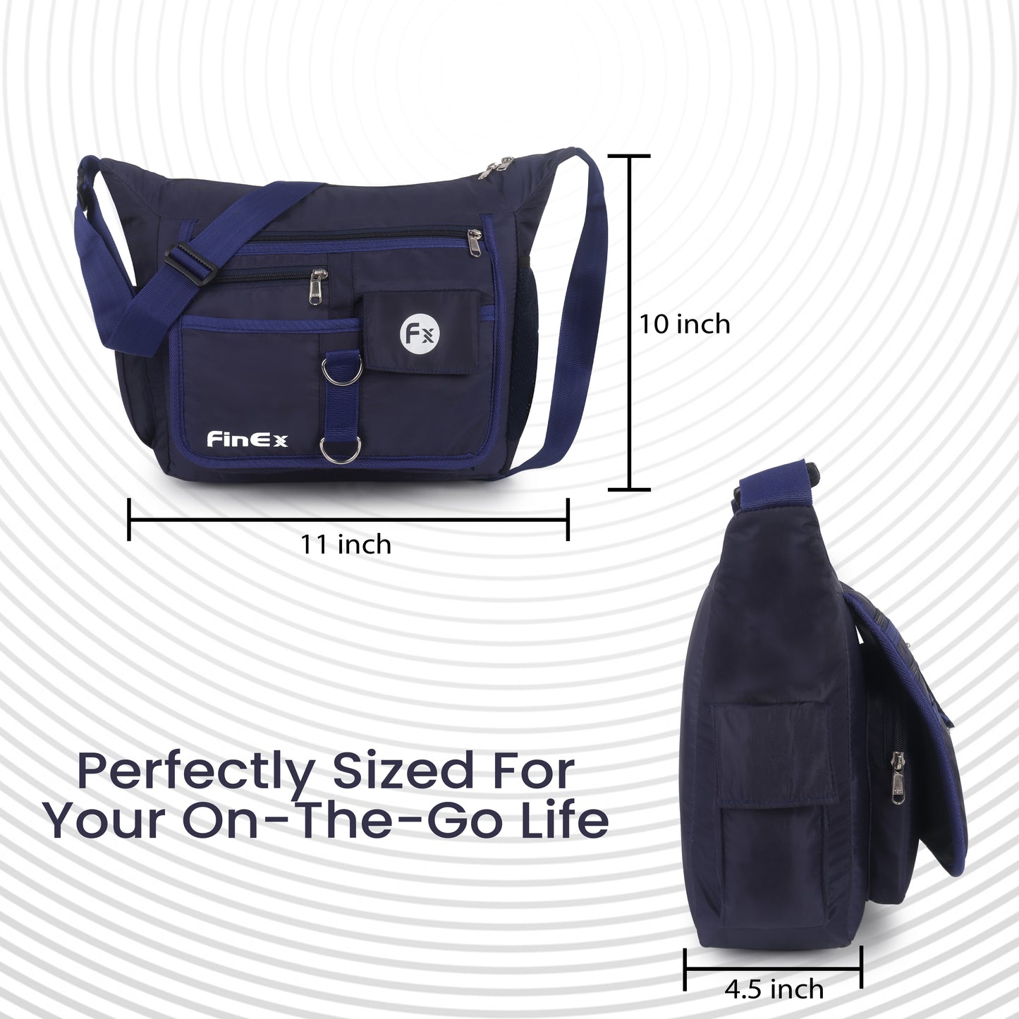 Cross body Sling Bag, Black, Multiple Pockets, Adjustable Shoulder Strap