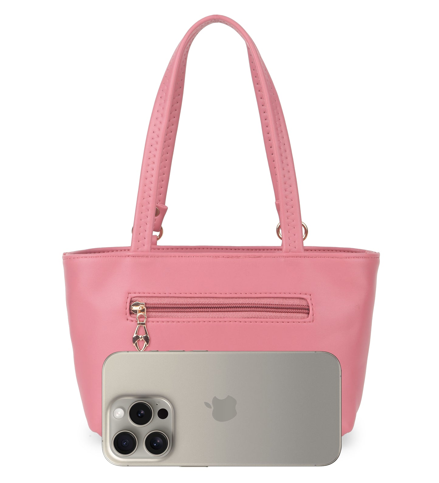 BATUTA - Women's PU Leather Small Handbag, Classic Tote Purse with Front Pocket, (Pink)