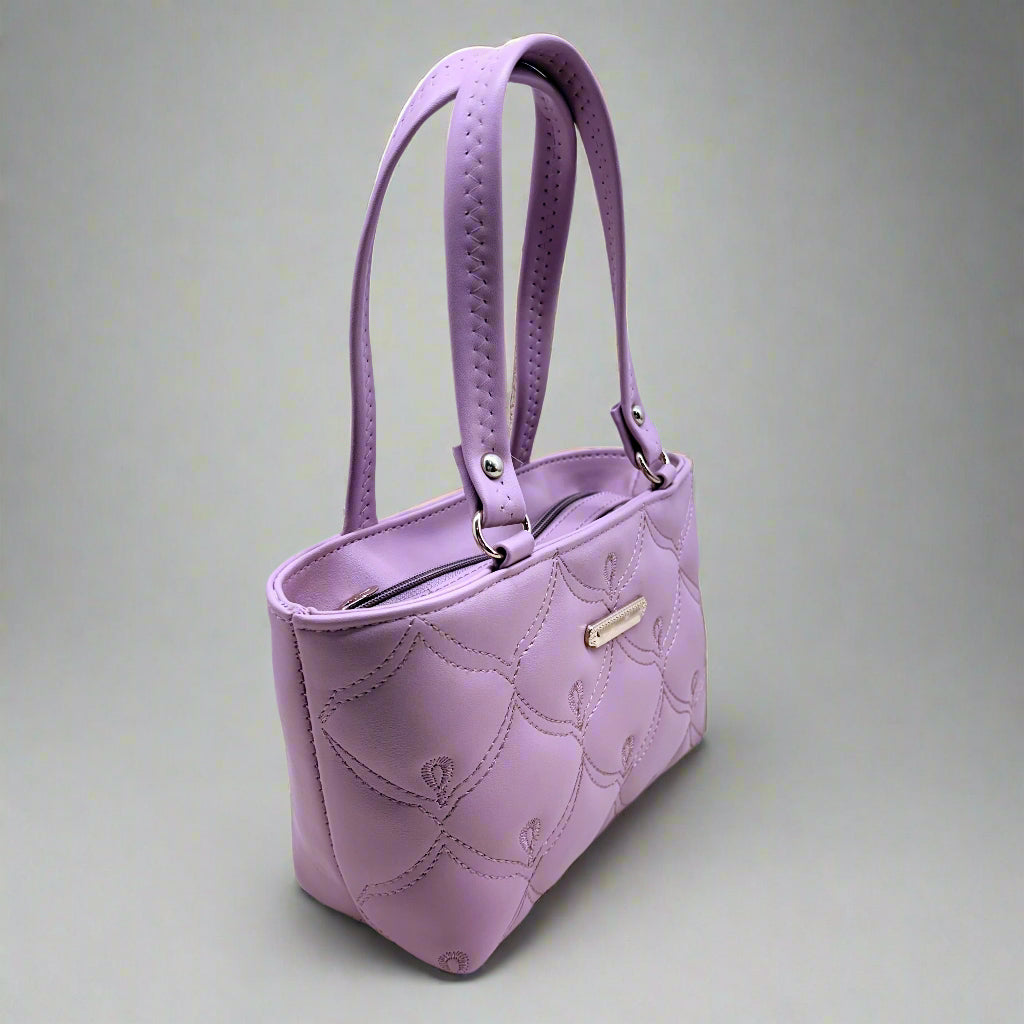 BATUTA - Ladies Quilted Tote Small Handbag, PU Leather, Decorative Stitching Pattern