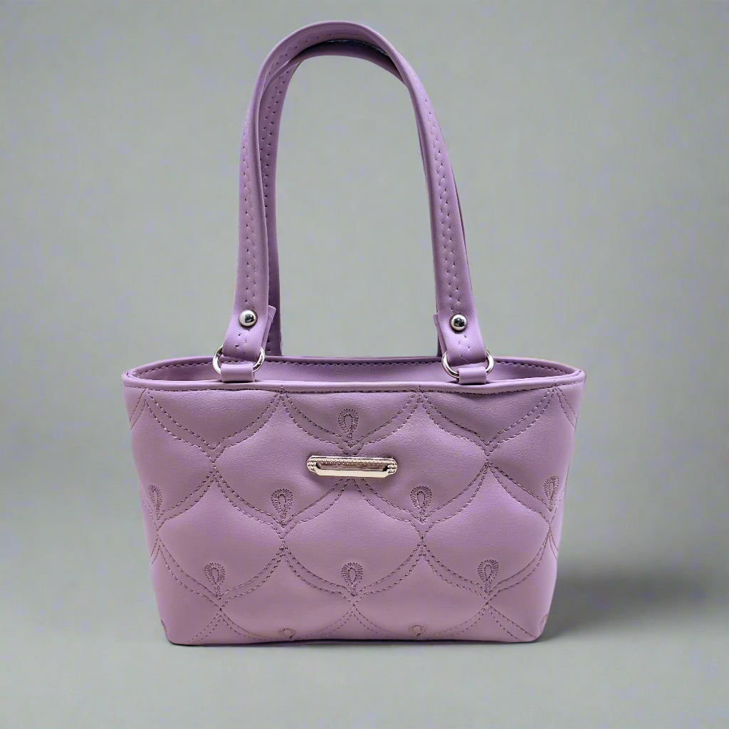 BATUTA - Ladies Quilted Tote Small Handbag, PU Leather, Decorative Stitching Pattern