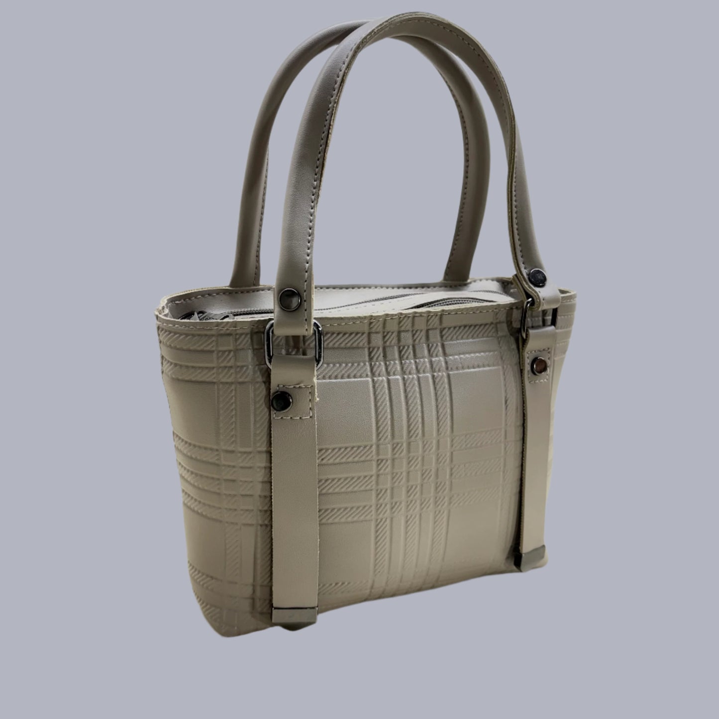 BATUTA - Ladies Quilted Tote Small Handbag, PU Leather, Decorative Stitching Pattern