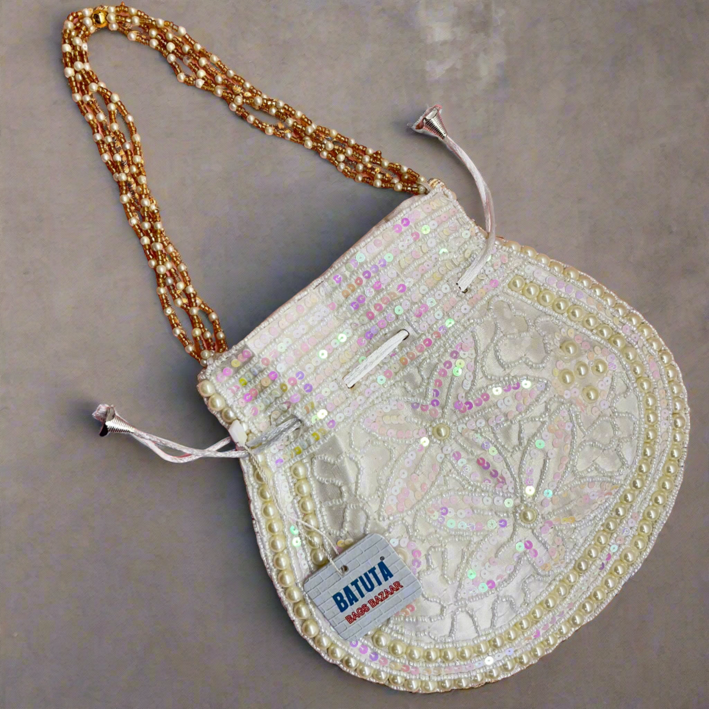 BATUTA -Embellished Silk Potli Bag with Protective Bag, Handbag, Wristlets, Clutch for Women, Girls with Handmade Embroidery, Sequin, Beads Work for Parties, Weddings