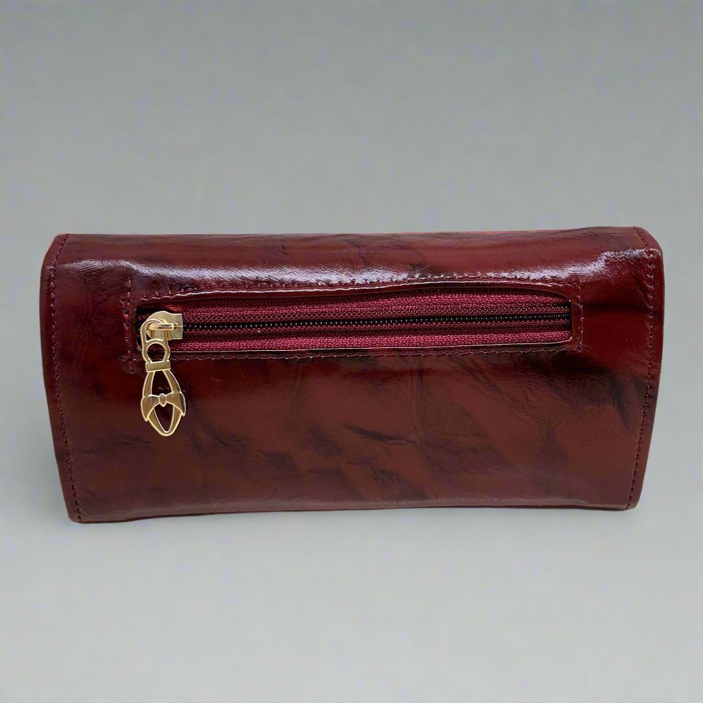 BATUTA Genuine Leather Wallet Purse for Women | 2 Photo ID Window | 4 Zippered Pocket | 3 Compartment |