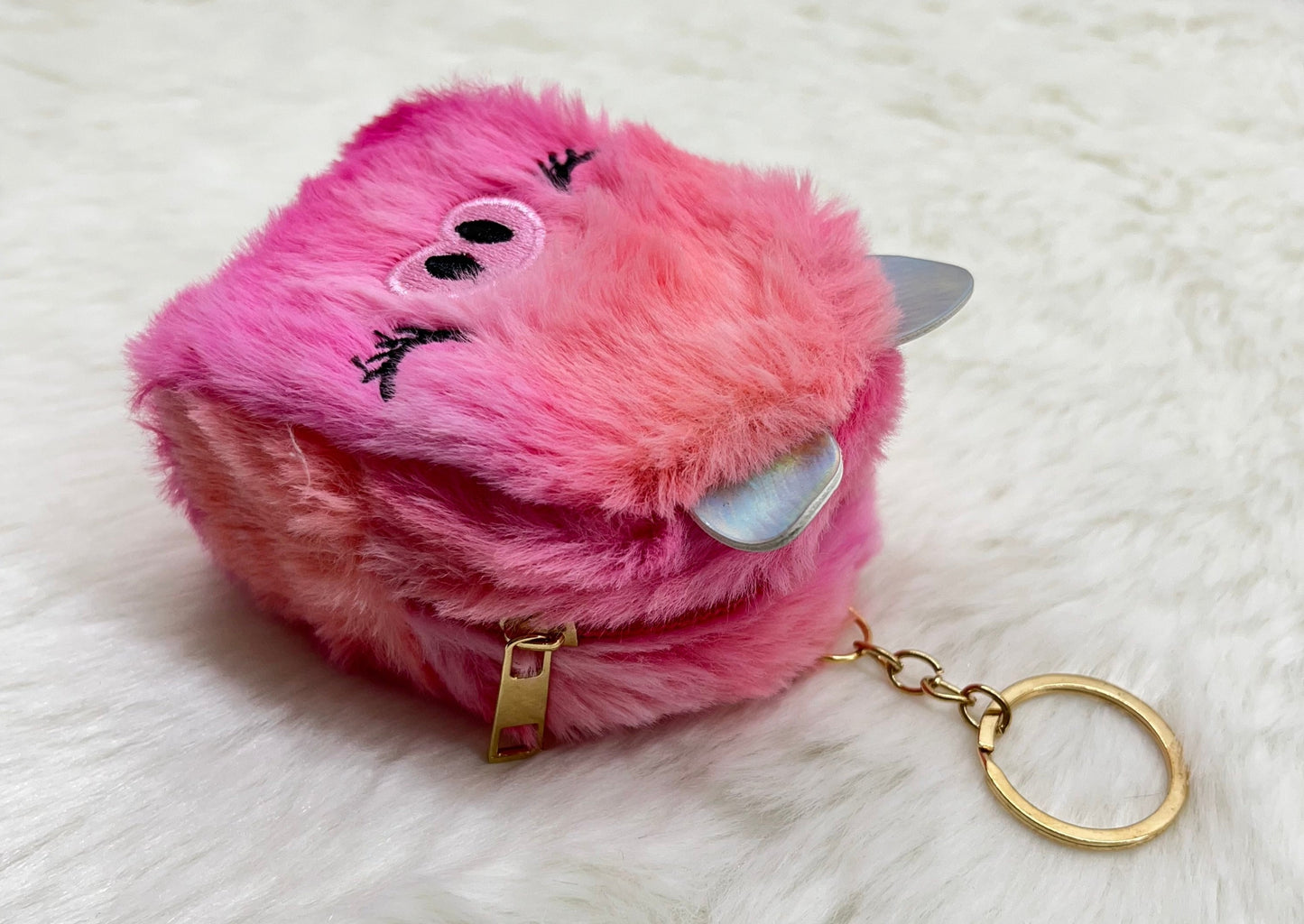 BATUTA - Zipper Mini Reversible teddy bear Purse Keychain Pouch Bag (Multicolour, 10 x 7 x 5cm)