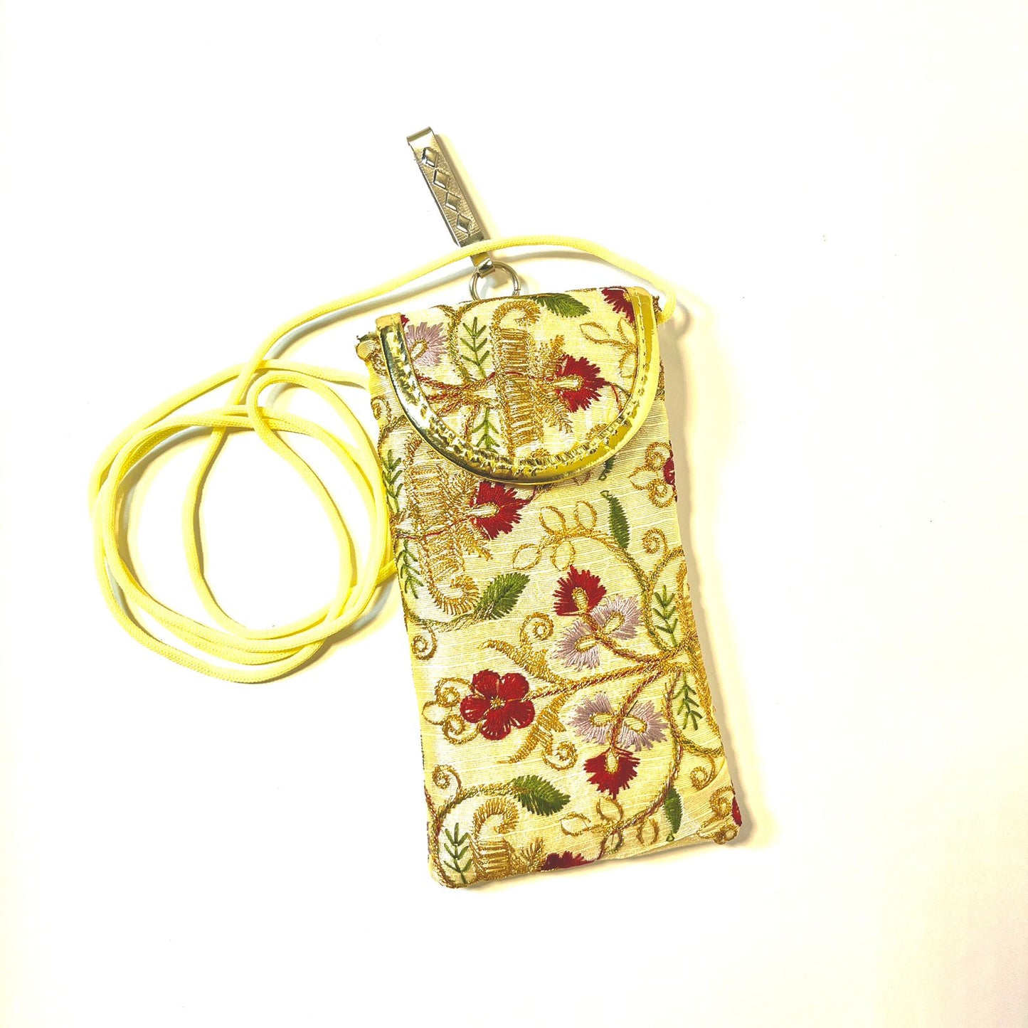 BATUTA - Women Pearl Clutch Silk Saree Mobile Pouch Waist Clip Ladies Phone Purse for Gift Mobile Bag / Mobile Hanging pouch / Potli Bag