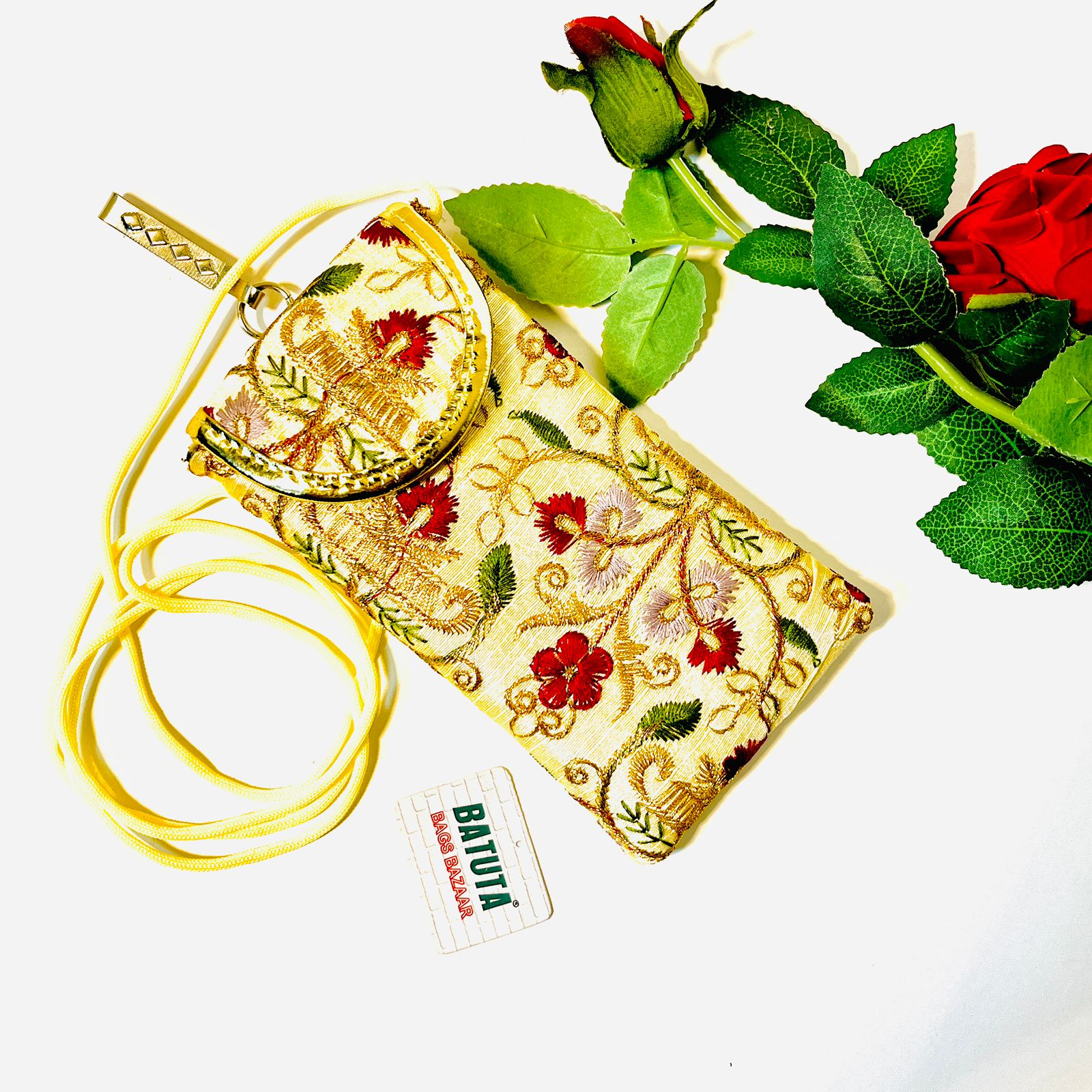 BATUTA Women Pearl Clutch Silk Saree Mobile Pouch Waist Clip