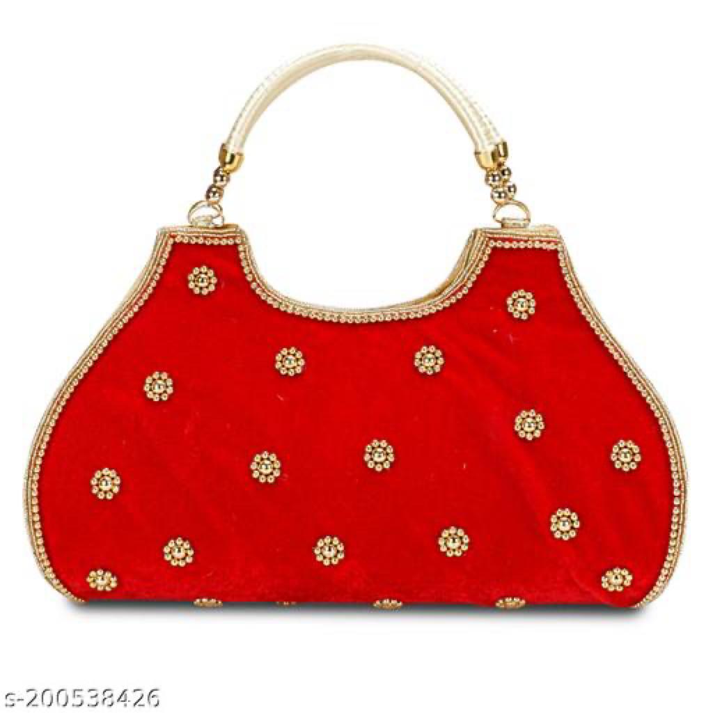 Women's Red Embroidery Clutch For Wedding & Engagement
