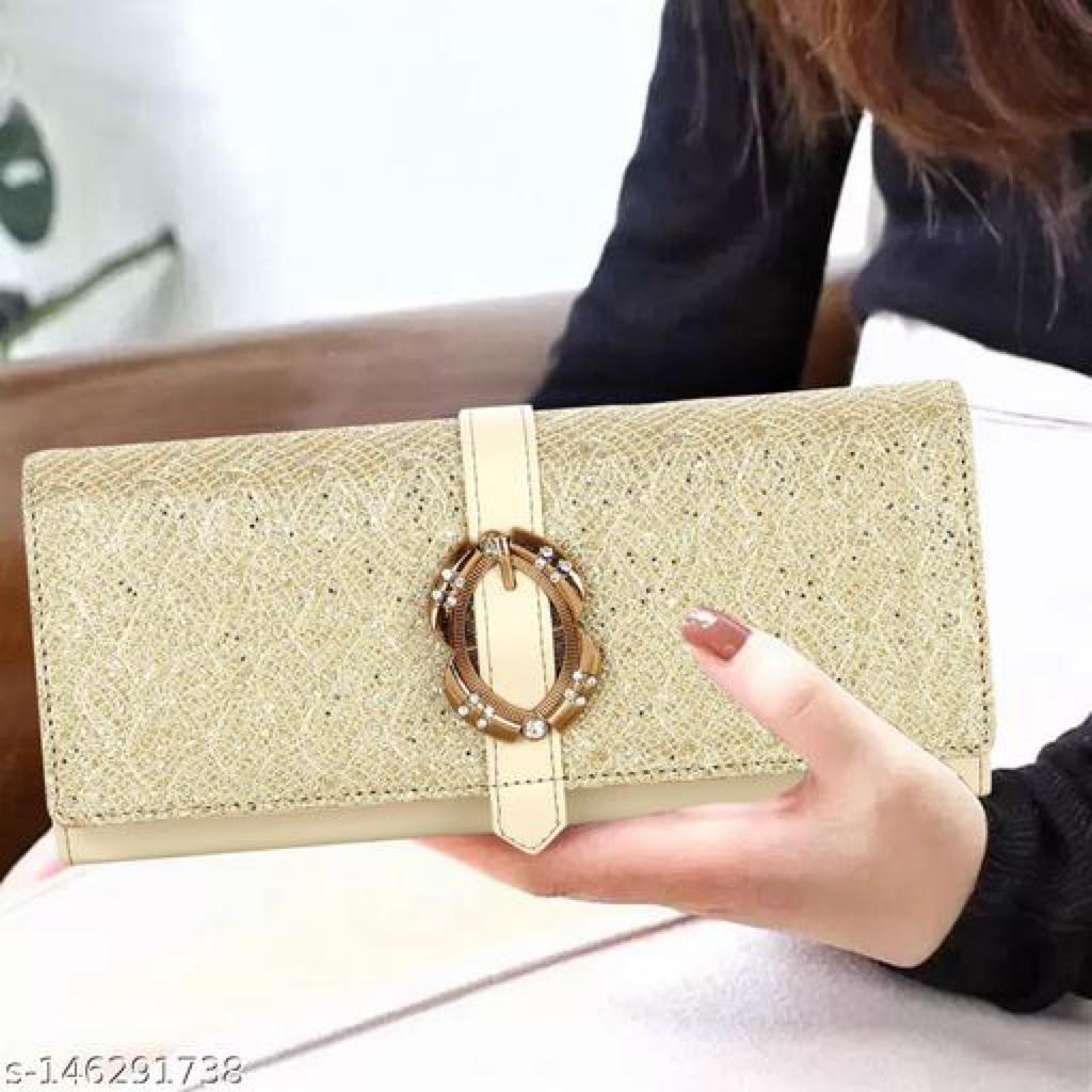 Styles Women Hand Cluthes & Wallet Glitter And Synthetic Leather Red 4 Card Slots