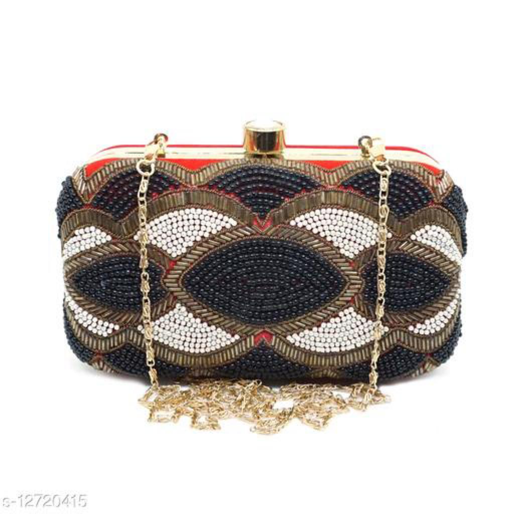 Attractive Women's Black Velvet Clutch