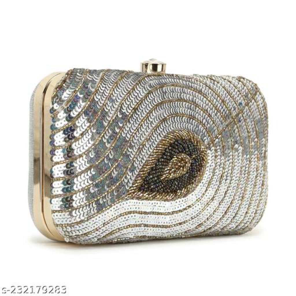 Fashionable Handcrafted Embroidered Modern Women Gold Clutches