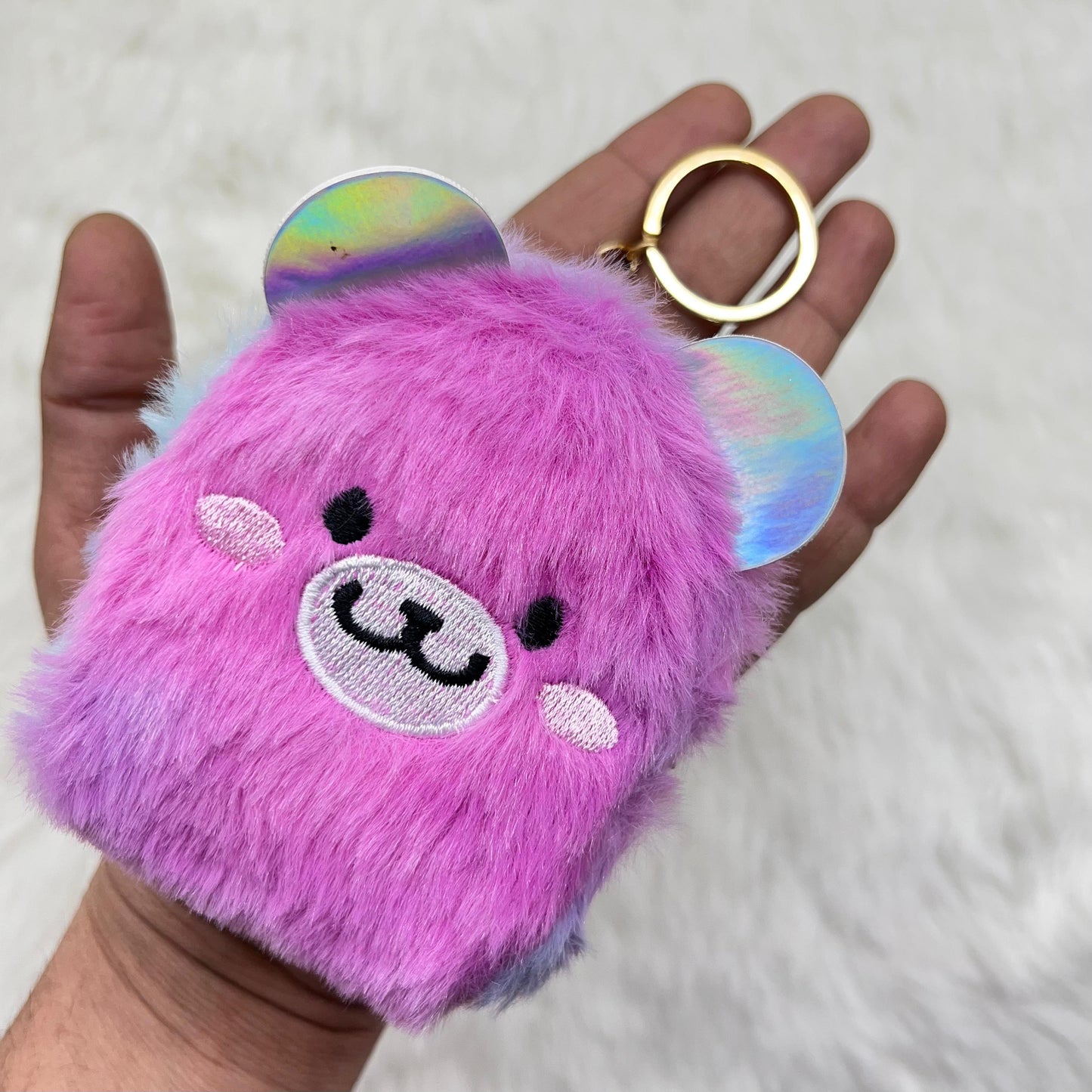 BATUTA - Zipper Mini Reversible teddy bear Purse Keychain Pouch Bag (Multicolour, 10 x 7 x 5cm)