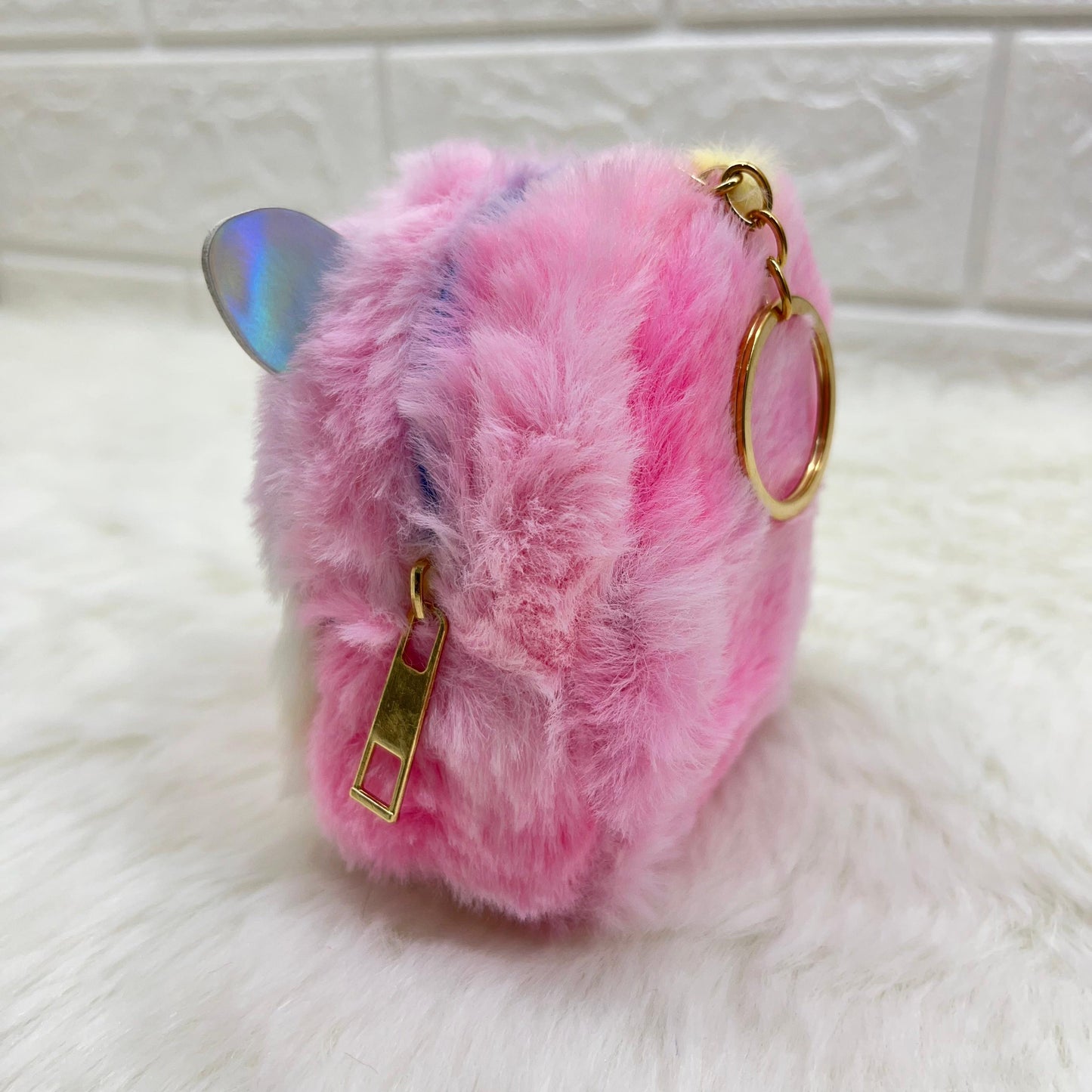 BATUTA - Zipper Mini Reversible teddy bear Purse Keychain Pouch Bag (Multicolour, 10 x 7 x 5cm)