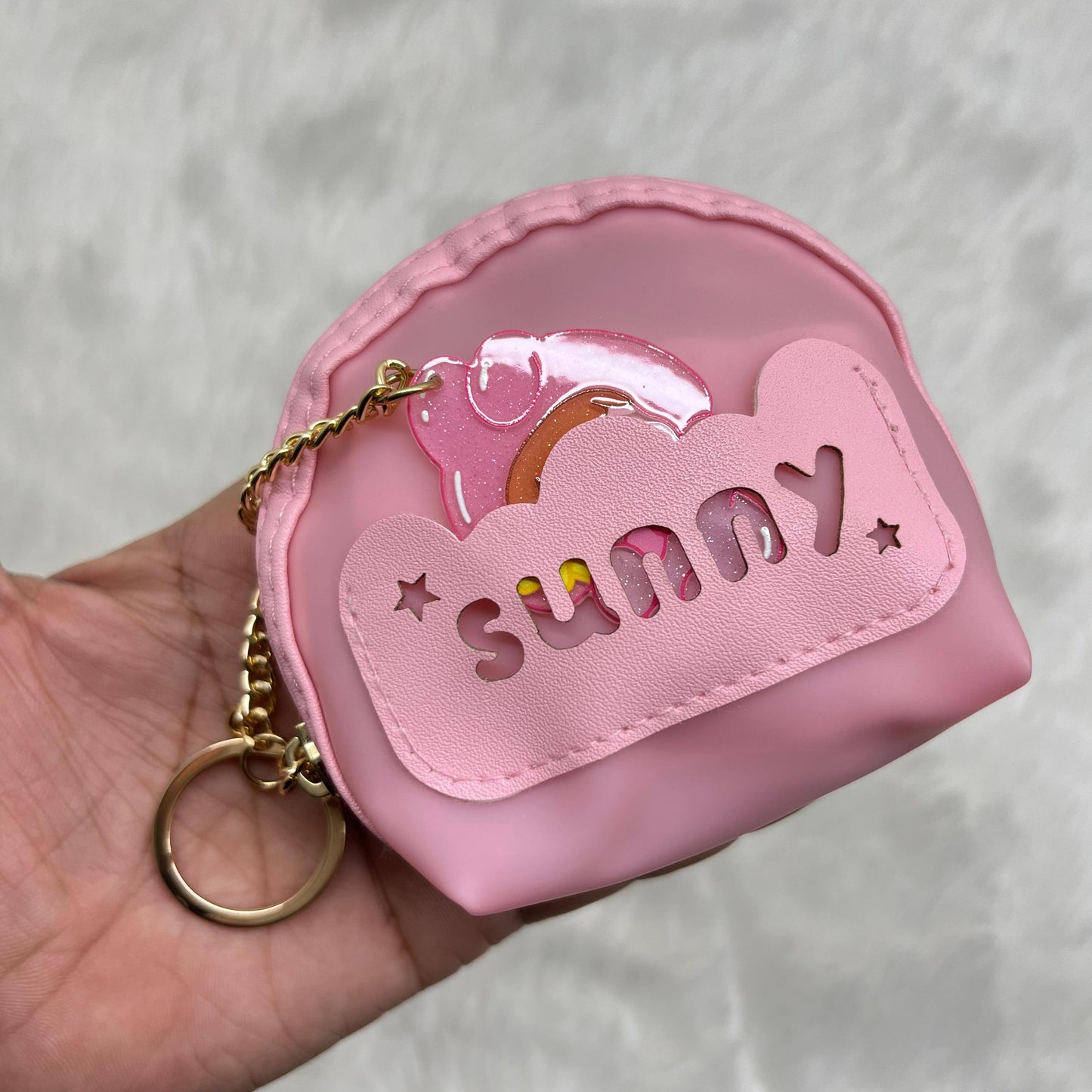 BATUTA - Zipper Mini Reversible teddy bear Purse Keychain Pouch Bag (Multicolour, 10 x 7 x 5cm