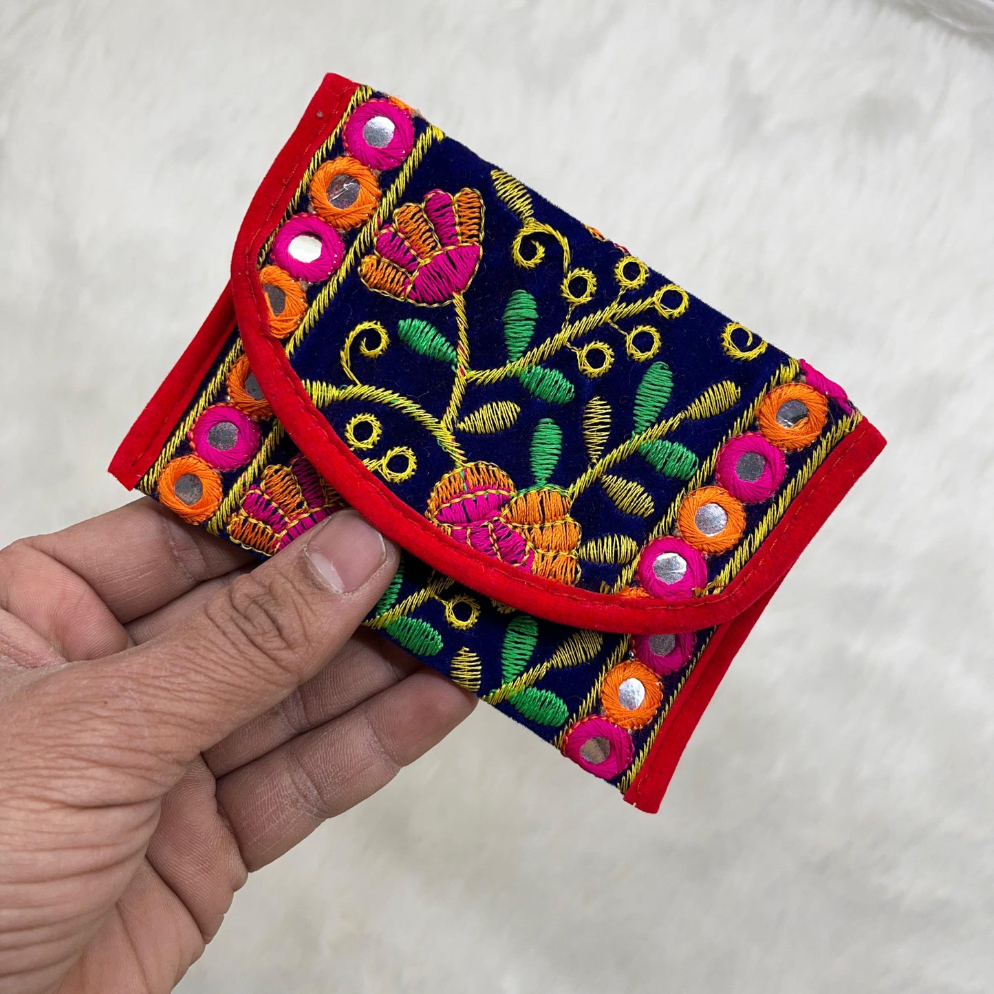 Jaipuri Embroidered Handicraft Traditional Ethnic Rajasthani - Clutch Silk Saree Money Pouch Ladies Purse for Gift / Bridal pouch
