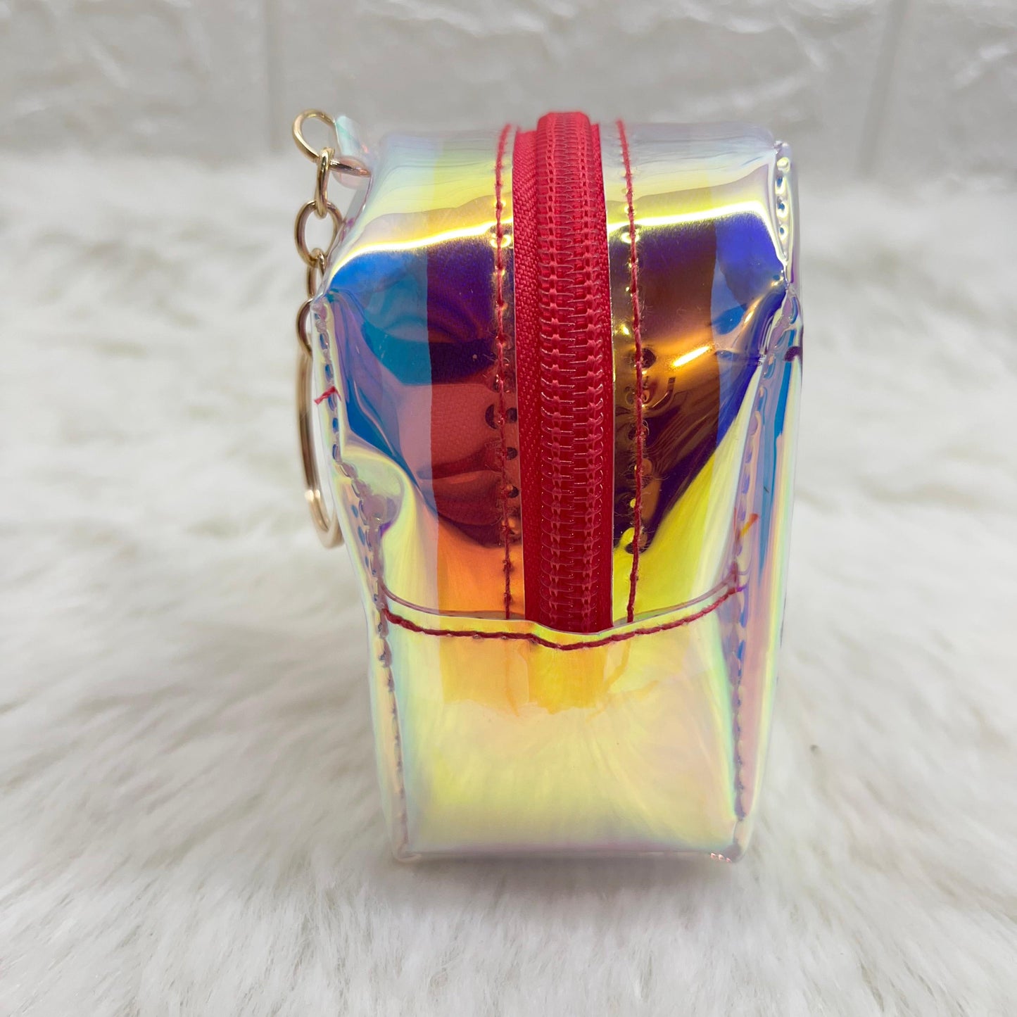 Girls Embroidery Zipper Mini Reversible Sequin Purse Keychain Pouch Bag (Multicolour, 10 x 7 x 5cm)