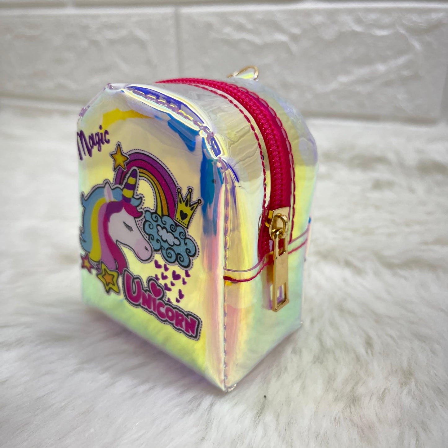 Girls Embroidery Zipper Mini Reversible Sequin Purse Keychain Pouch Bag (Multicolour, 10 x 7 x 5cm)