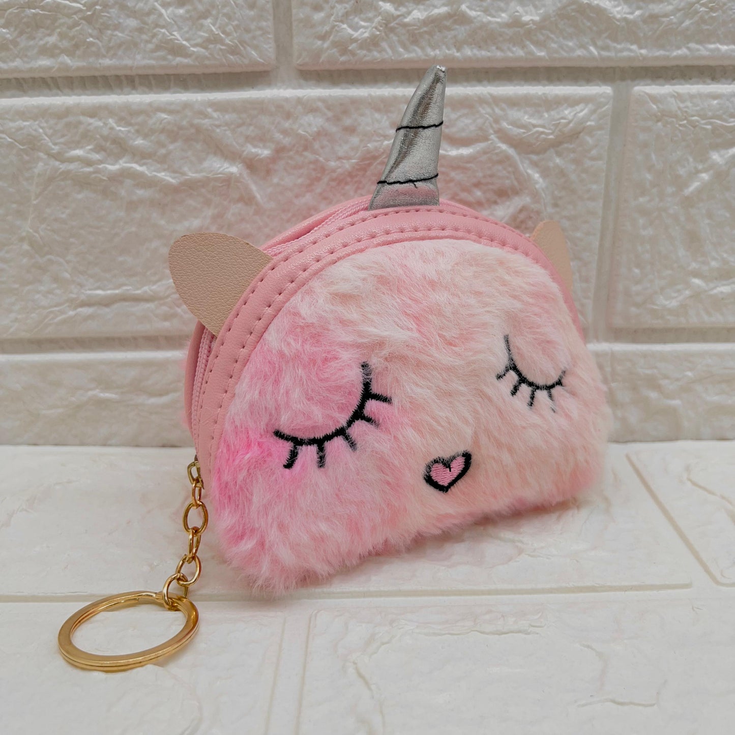 Girls Embroidery Zipper Mini Reversible Sequin Purse Keychain Pouch Bag (Multicolour, 10 x 7 x 5cm)