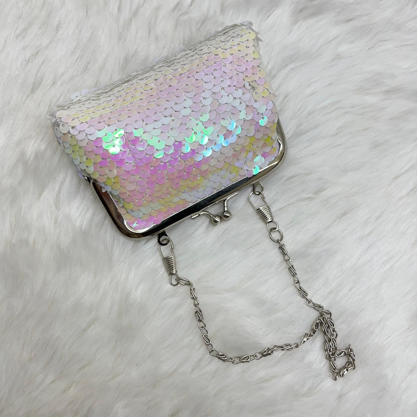 Kiss Lock Closure Coin Purses for Women and Girls, Sequin Coin Wallet Mini Purse Coin Purse with Detachable Handle