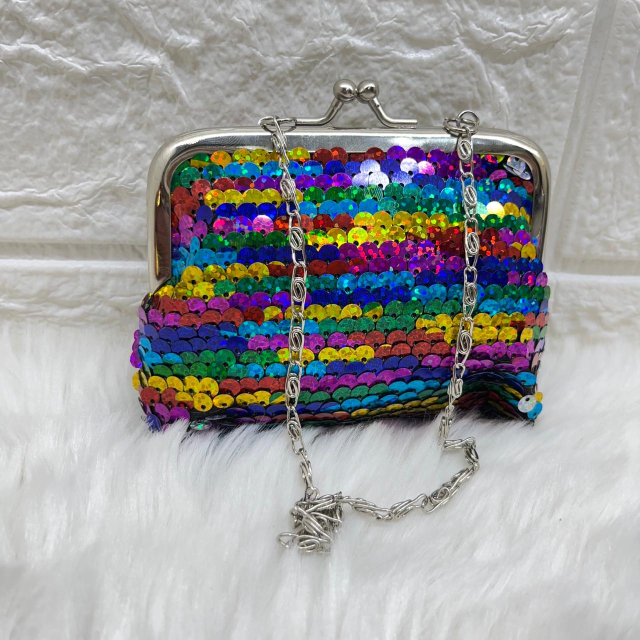 Kiss Lock Closure Coin Purses for Women and Girls, Sequin Coin Wallet Mini Purse Coin Purse with Detachable Handle
