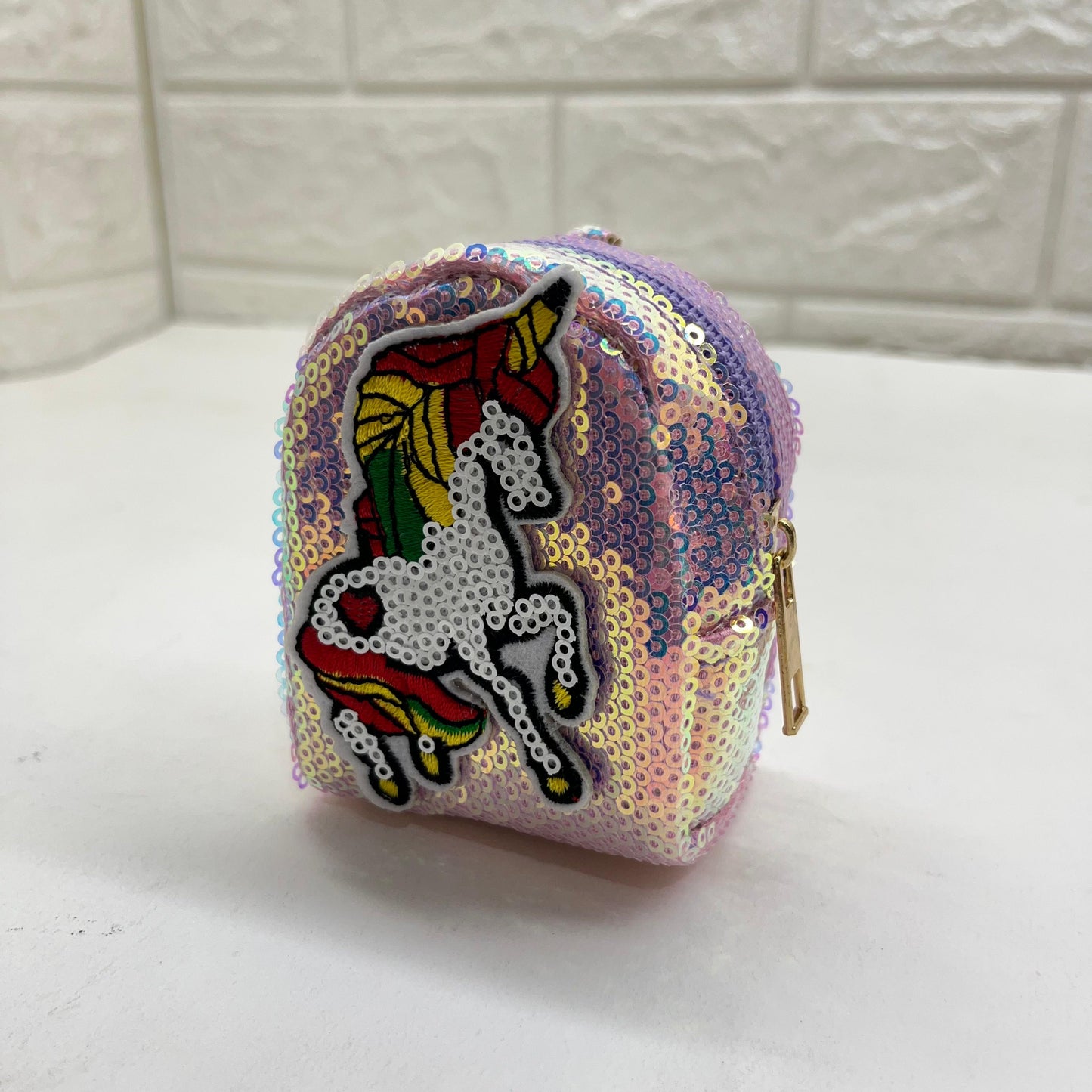 Girls Zipper Mini  Purse Keychain Pouch Bag (Multicolour, 10 x 7 x 5cm)