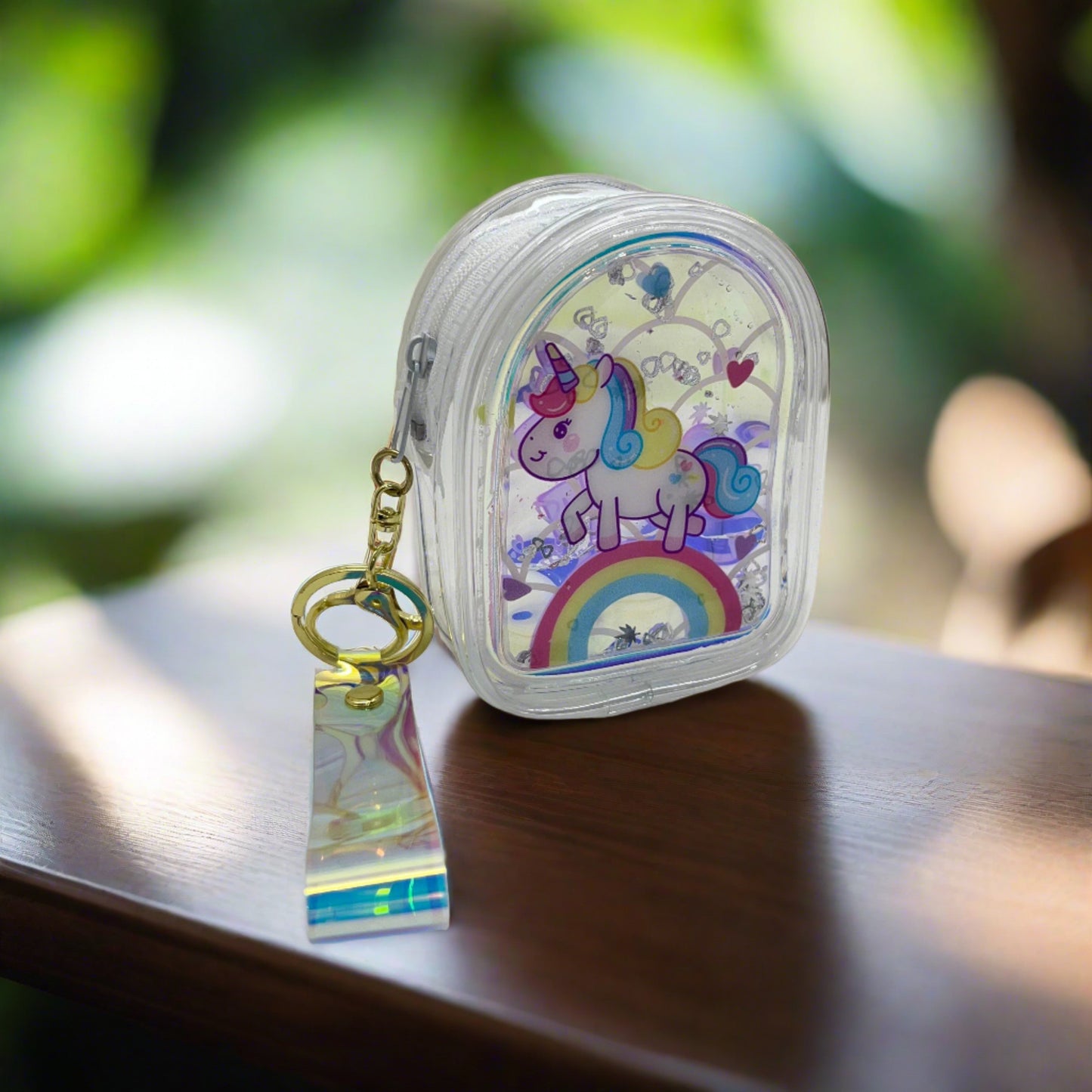 Girls  Zipper Mini Purse Keychain Pouch Bag (Multicolour, 10 x 7 x 5cm)