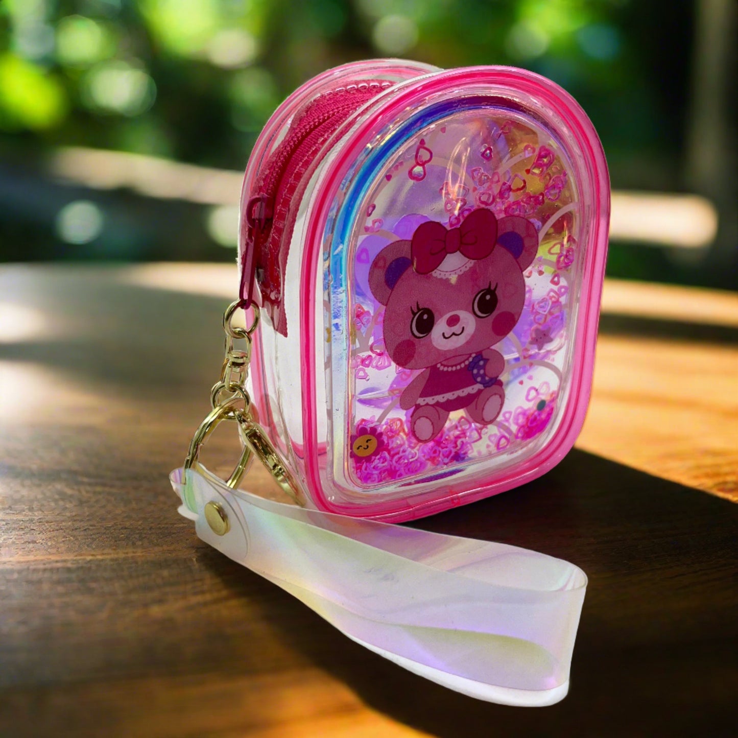 Girls  Zipper Mini Purse Keychain Pouch Bag (Multicolour, 10 x 7 x 5cm)