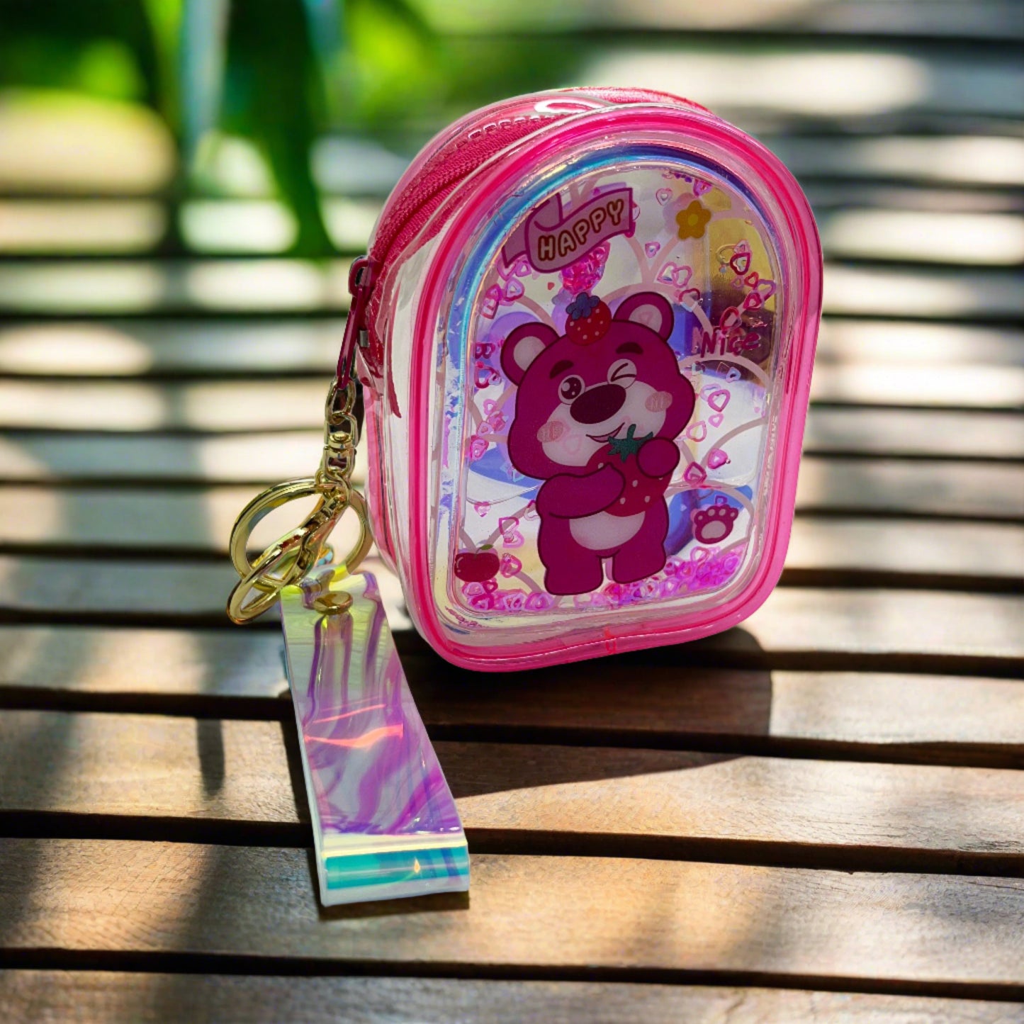 Girls  Zipper Mini Purse Keychain Pouch Bag (Multicolour, 10 x 7 x 5cm)