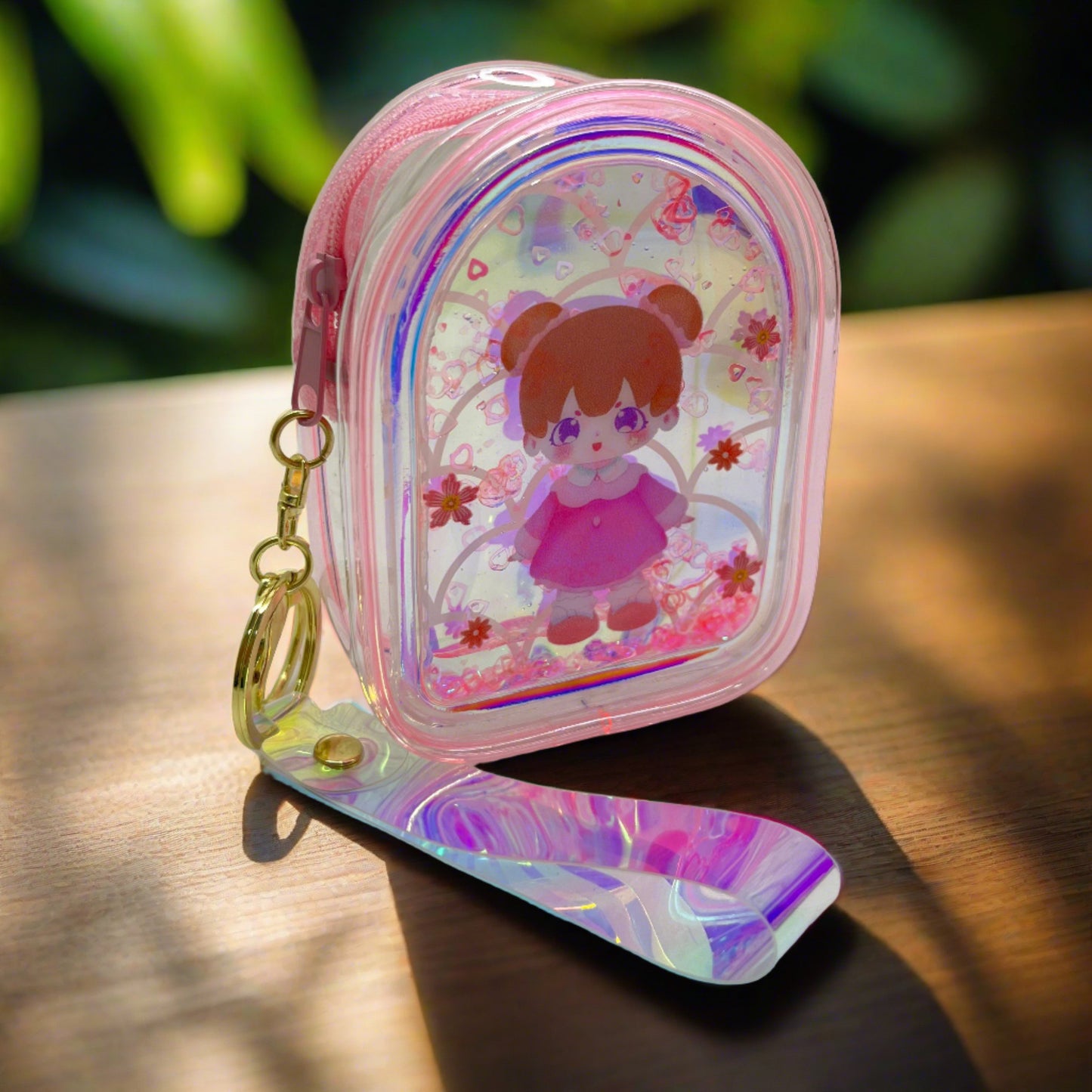 Girls  Zipper Mini Purse Keychain Pouch Bag (Multicolour, 10 x 7 x 5cm)