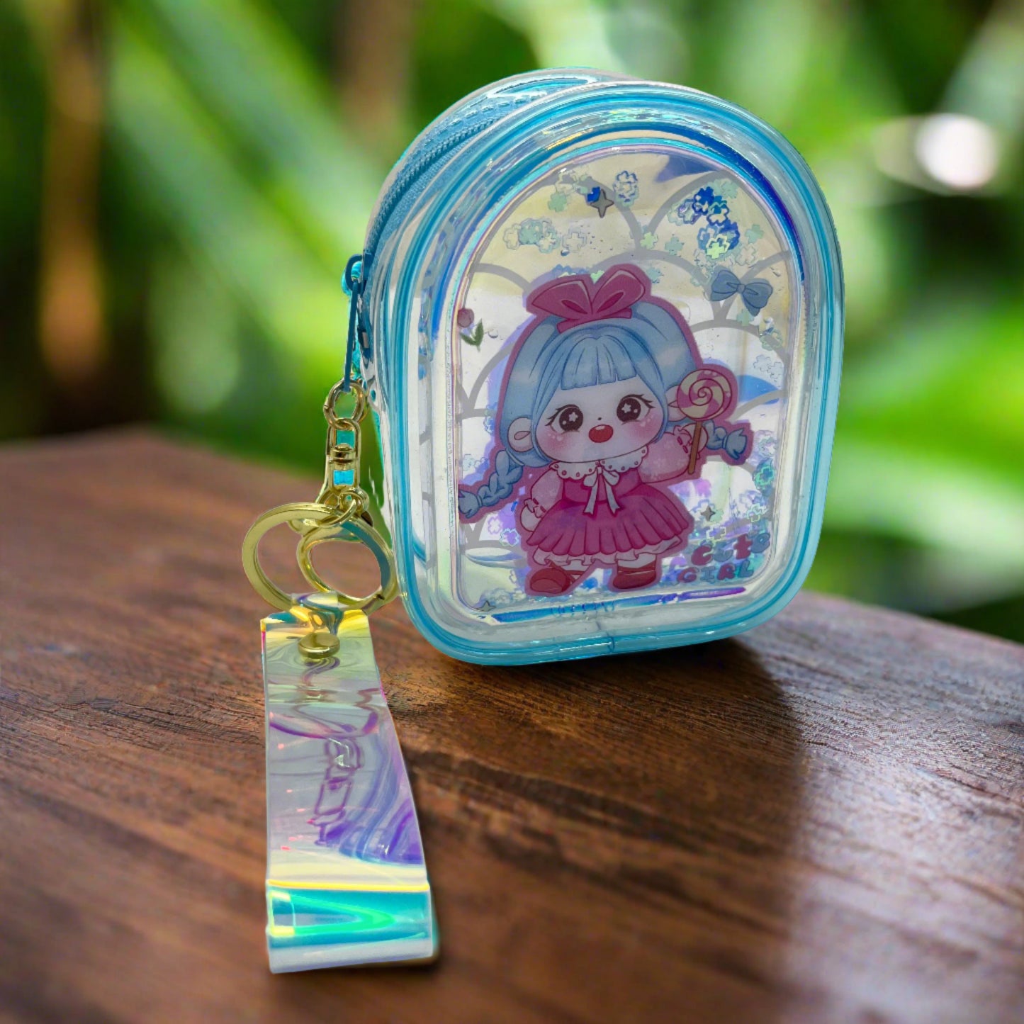 Girls  Zipper Mini Purse Keychain Pouch Bag (Multicolour, 10 x 7 x 5cm)