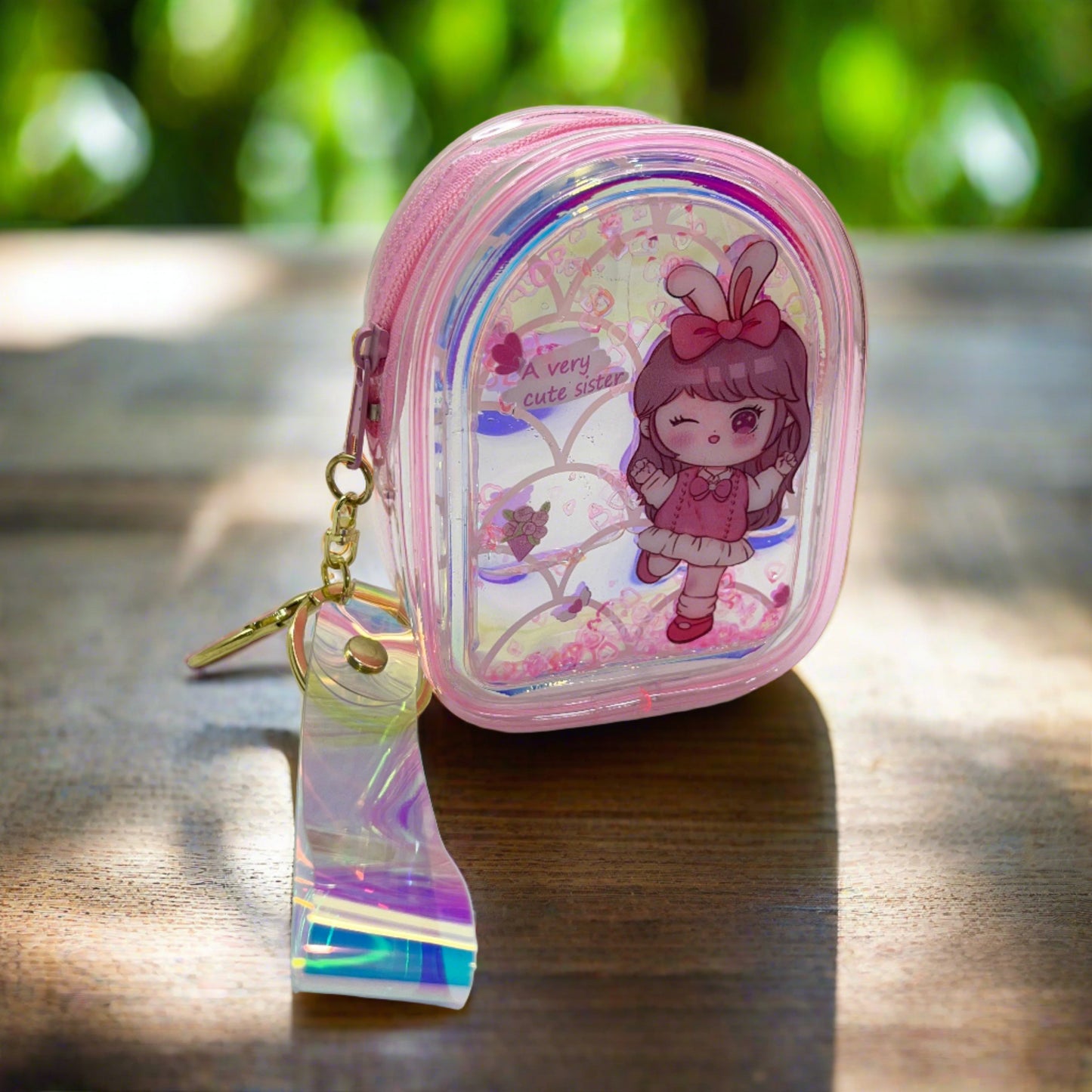 Girls  Zipper Mini Purse Keychain Pouch Bag (Multicolour, 10 x 7 x 5cm)