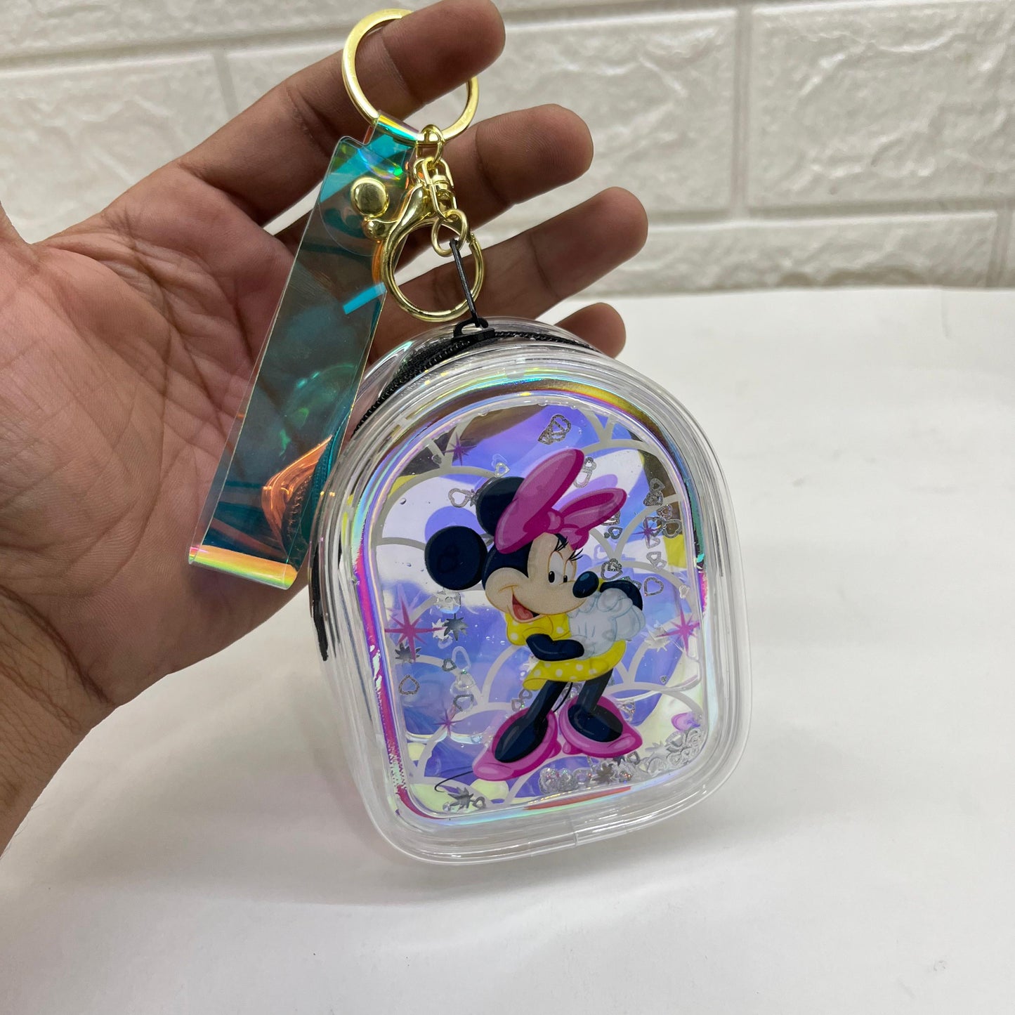 Girls  Zipper Mini Purse Keychain Pouch Bag (Multicolour, 10 x 7 x 5cm)