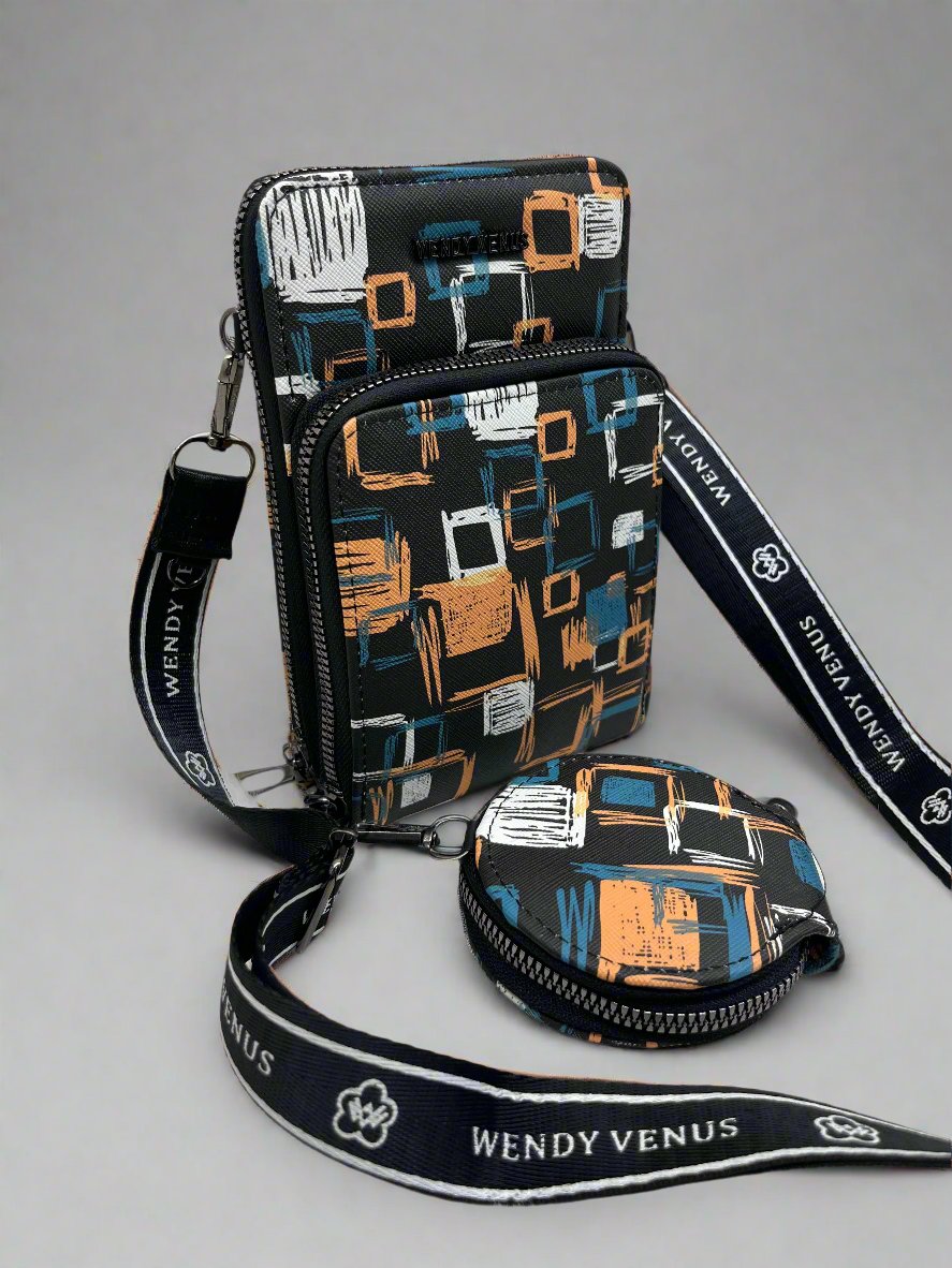 Cell Phone Mobile Handbag Ladies Valerie Blue Sling Bag Small