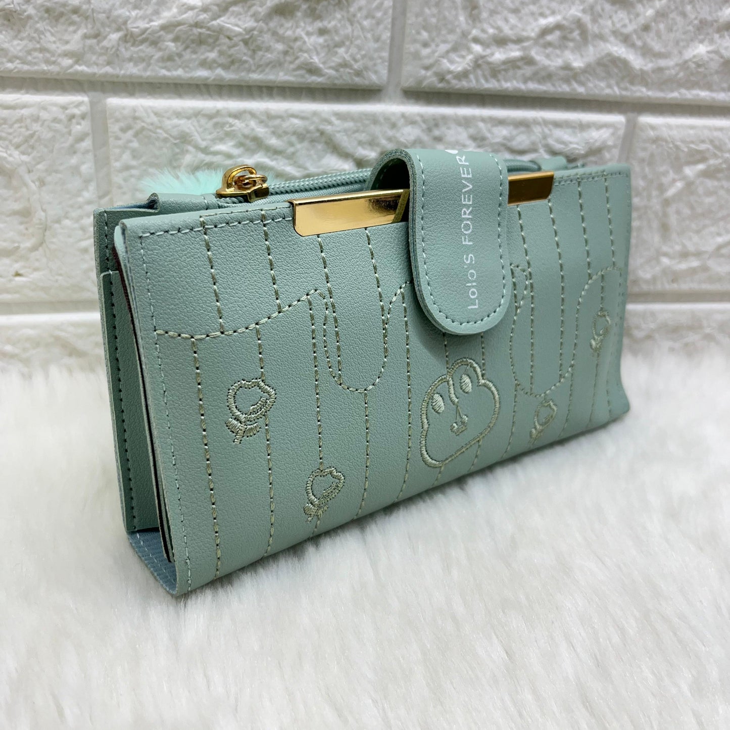 Women's Vegan Leather Tri-fold Fashion Card Coin Holder Long Wallet