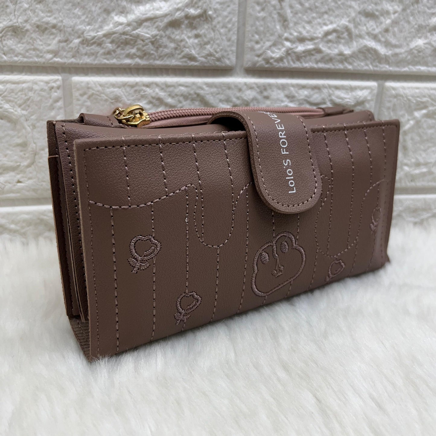 Women's Vegan Leather Tri-fold Fashion Card Coin Holder Long Wallet
