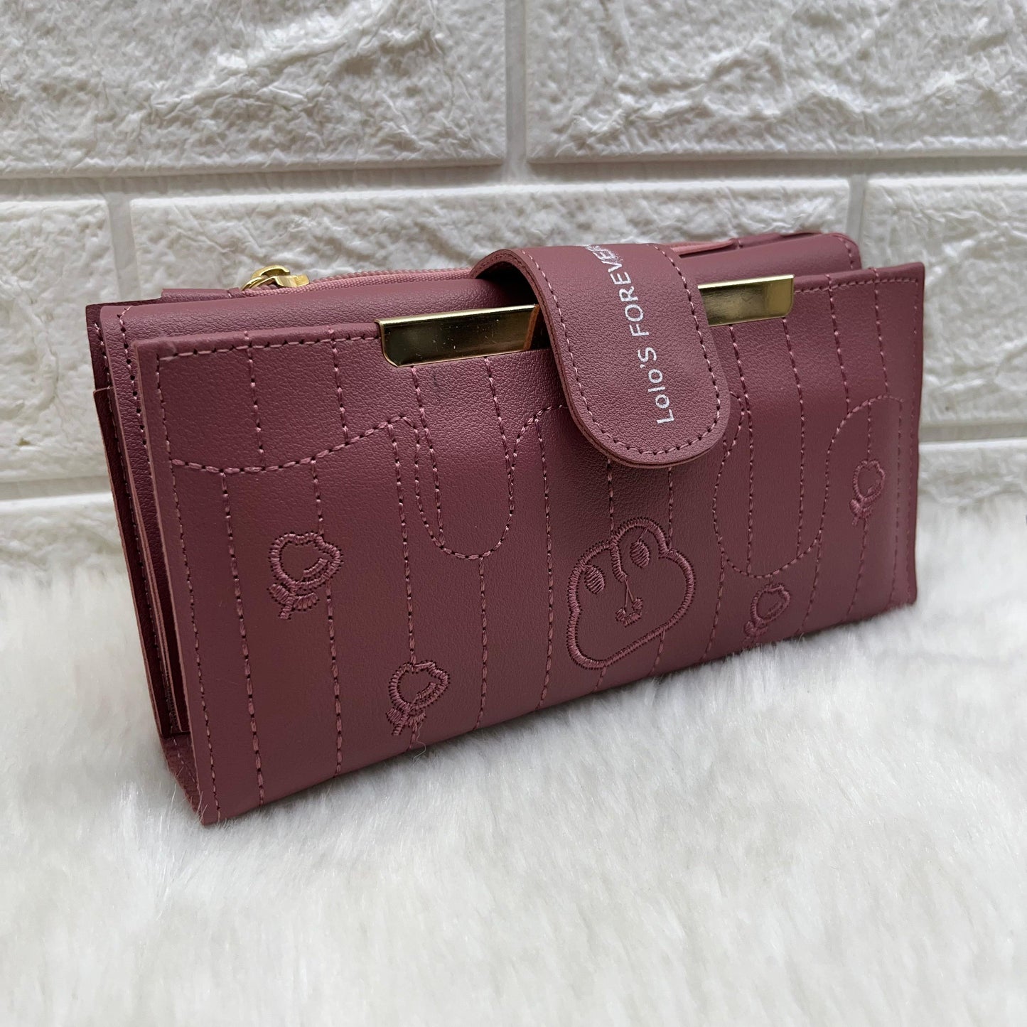 Women's Vegan Leather Tri-fold Fashion Card Coin Holder Long Wallet