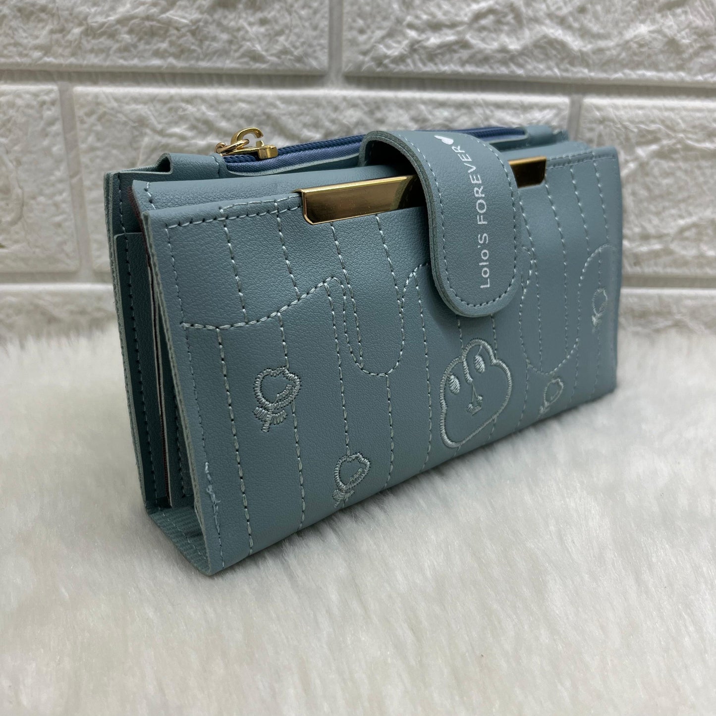 Women's Vegan Leather Tri-fold Fashion Card Coin Holder Long Wallet