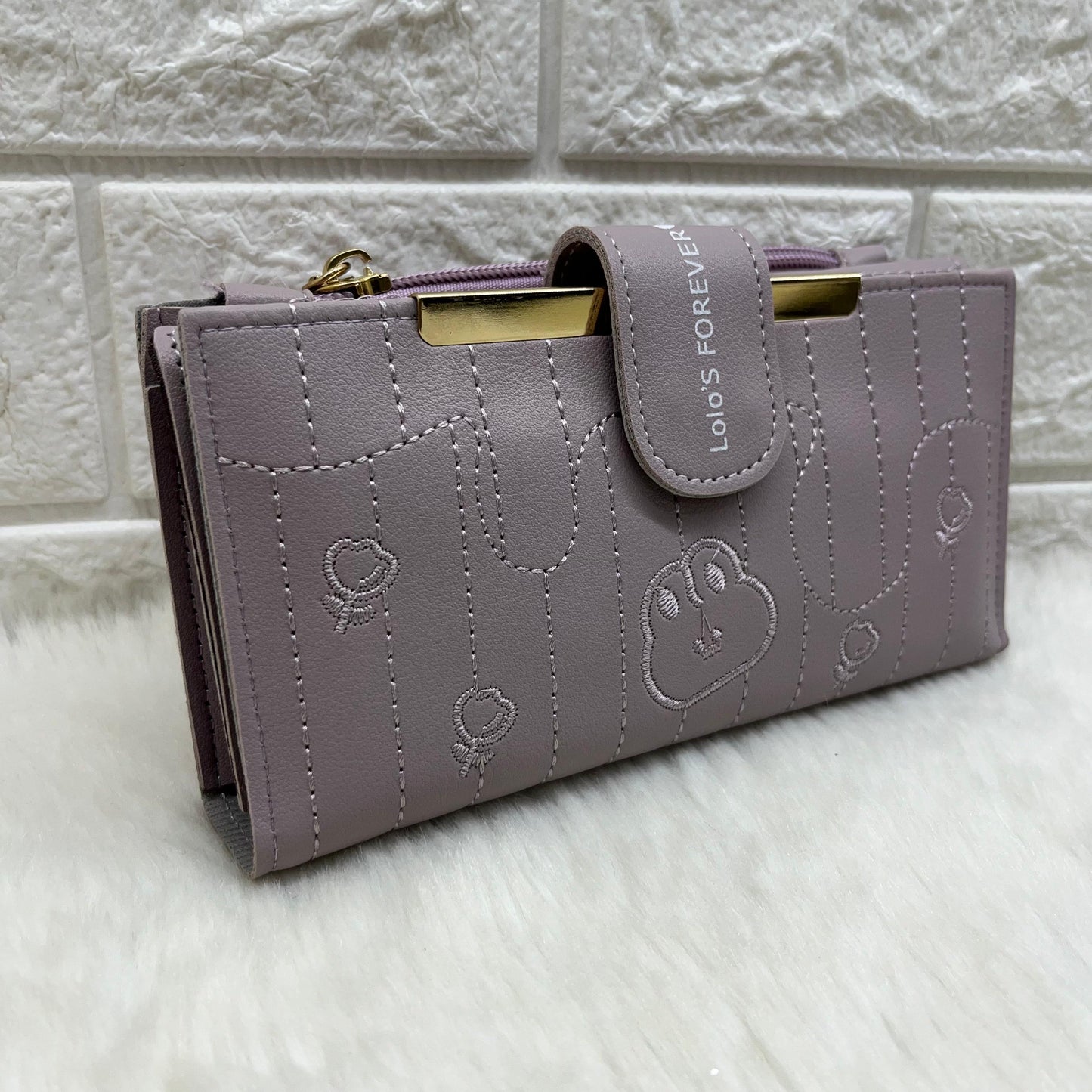 Women's Vegan Leather Tri-fold Fashion Card Coin Holder Long Wallet