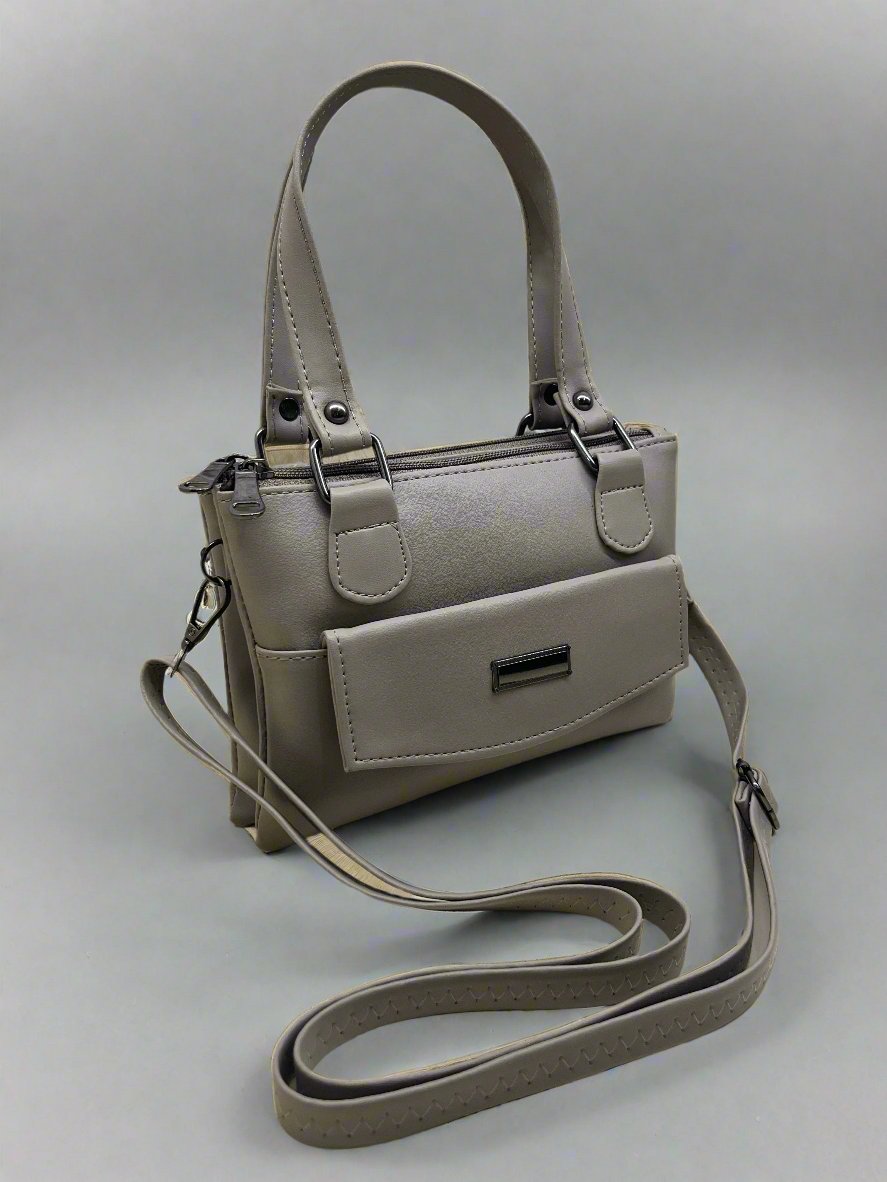 Batuta - Solid Structured Handbag with Adjustable and Detachable Sling Strap for Women and Girls