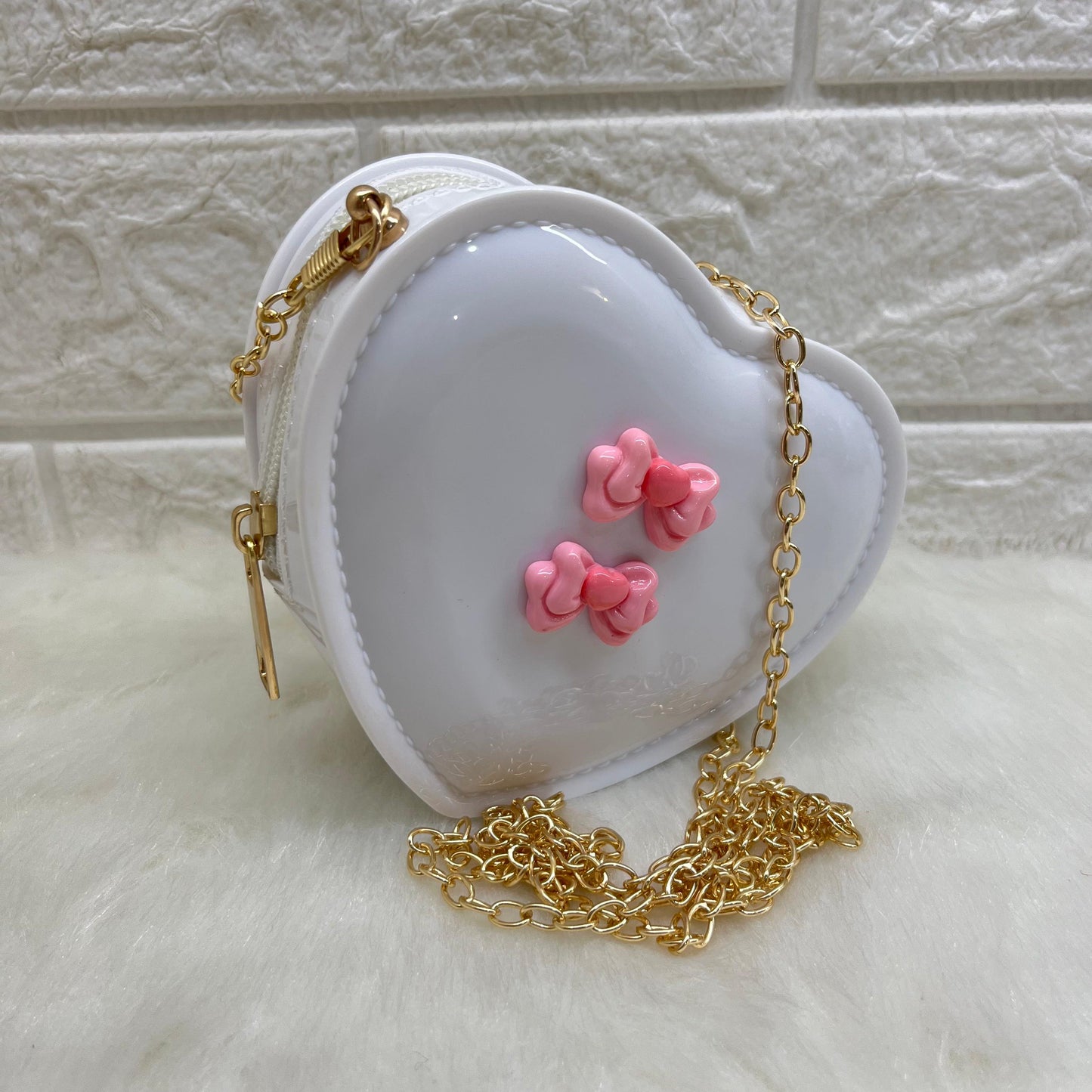 Sling Bag for Girls Stylish Cross Body Bag PVC Heart Design Bag