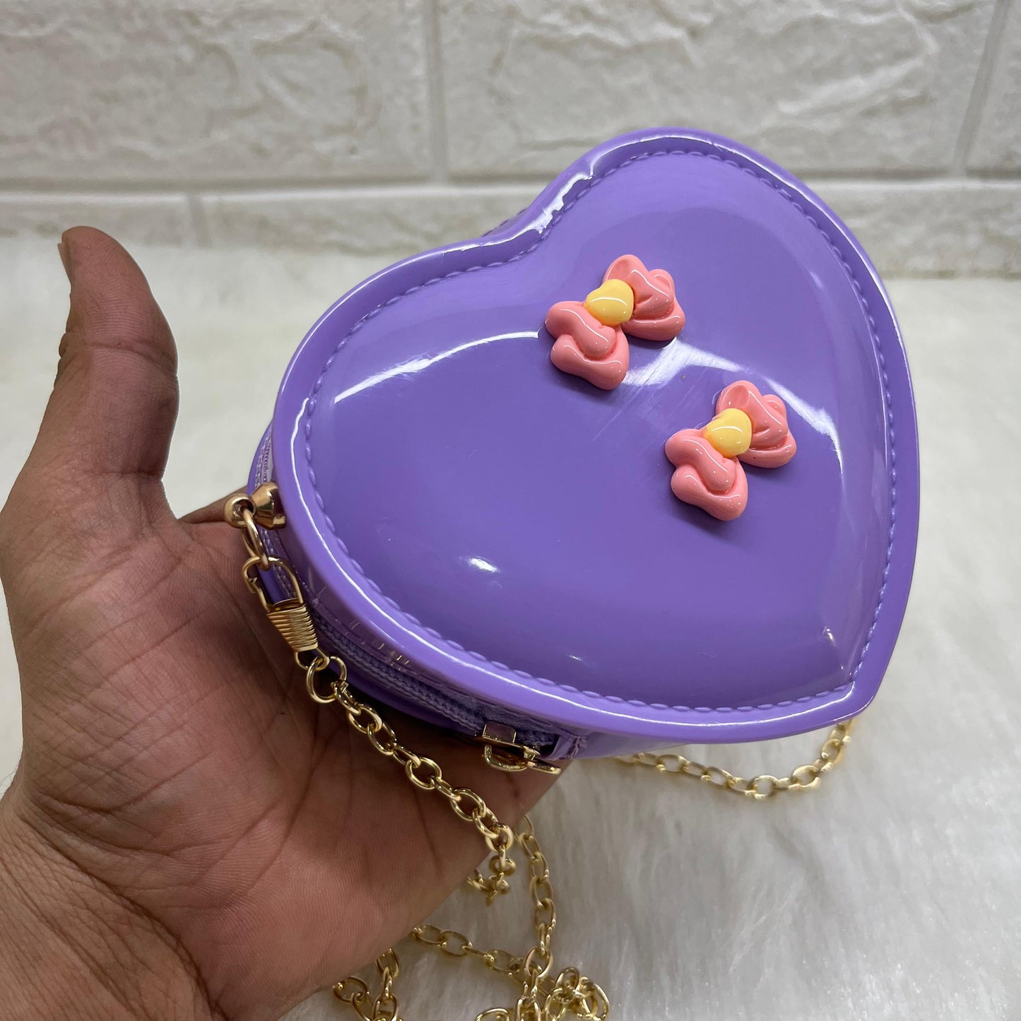 Sling Bag for Girls Stylish Cross Body Bag PVC Heart Design Bag