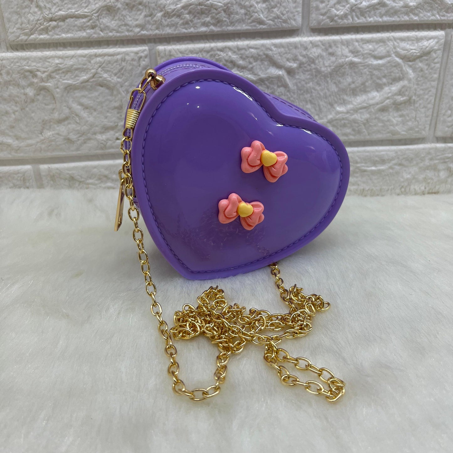 Sling Bag for Girls Stylish Cross Body Bag PVC Heart Design Bag